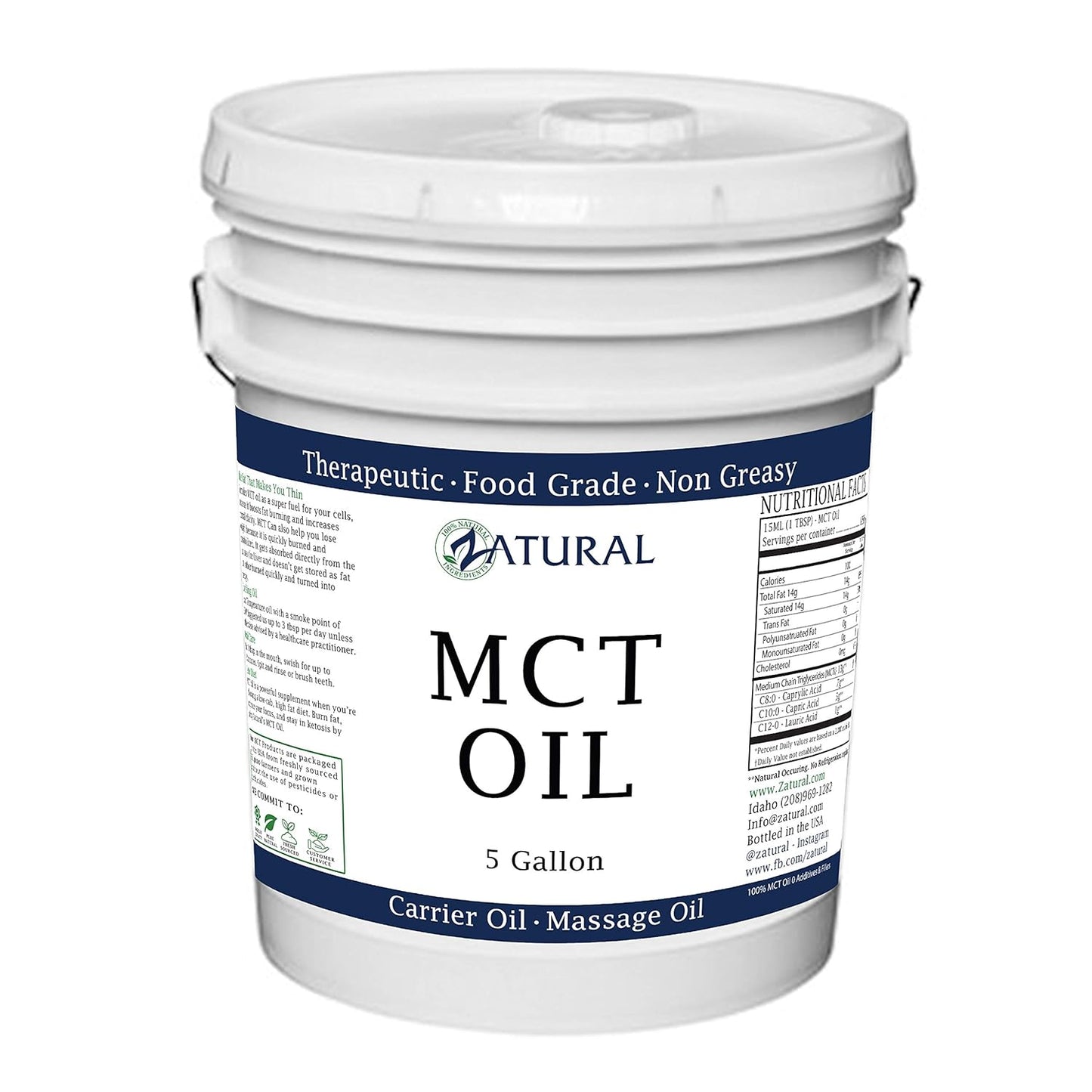 Pure MCT Oil, Carrier Oil, Massage Oil, Hydrating Oil, Hair Oil, Food and Therapeutic Grade, 640 Oz