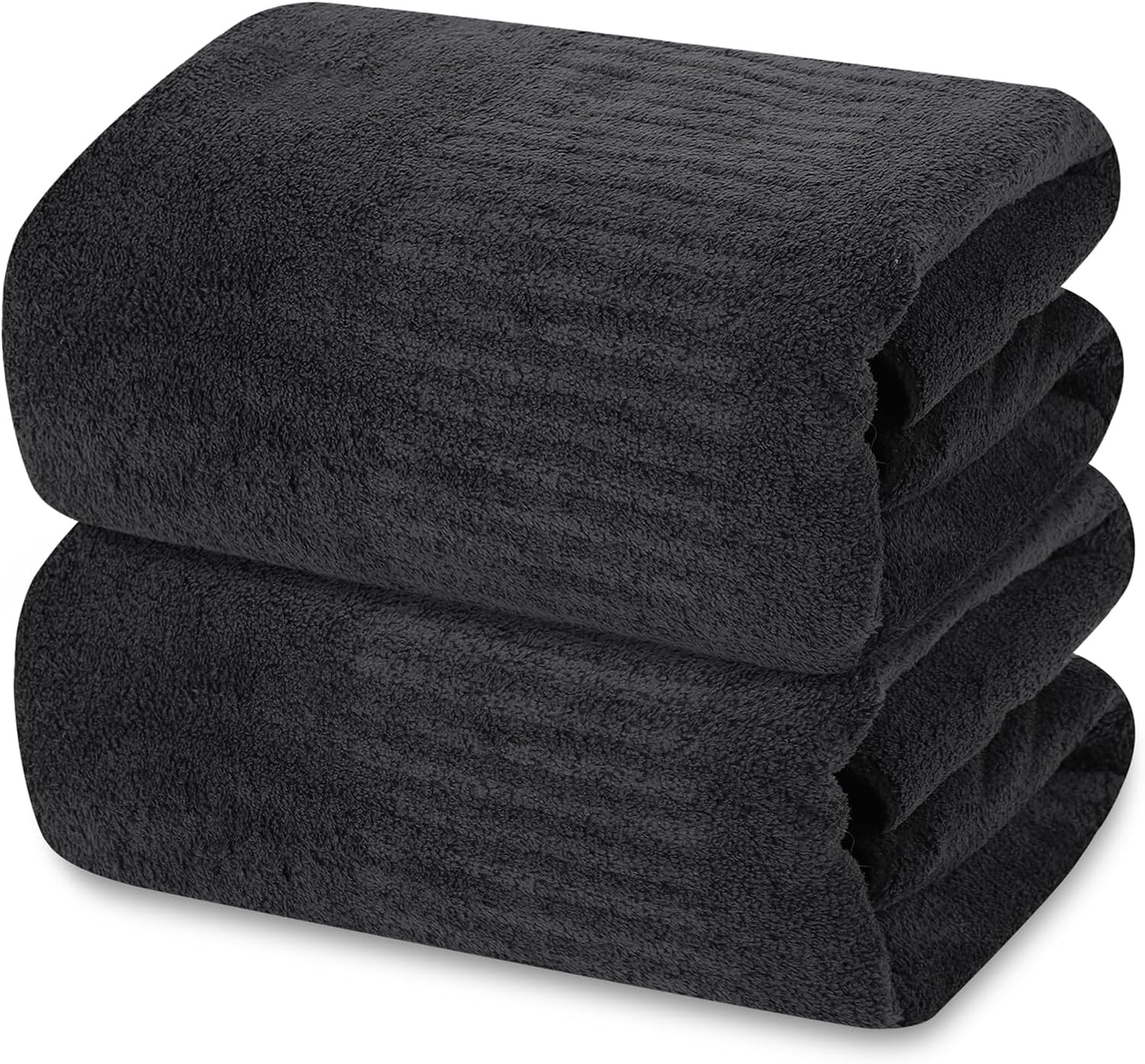 SEISSO Bath Towels,Extra Absorbent & Quick Drying Towels for Bathroom,Fibre Large Bath Towel,Super Soft Multipurpose Use for Fitness,Spa,Sports Towels,Yoga Towel (Dark Grey, 2 Piece Bath Towels)