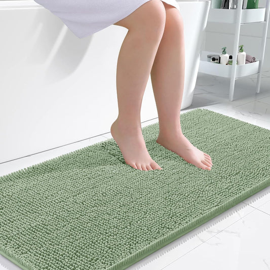 OLANLY Bathroom Rugs 50x30, Extra Soft Absorbent Chenille Bath Rugs, Rubber Backing Quick Dry, Machine Washable Bath Mats for Bathroom Floor, Tub and Shower, Home Decor Accessories, Sage Green