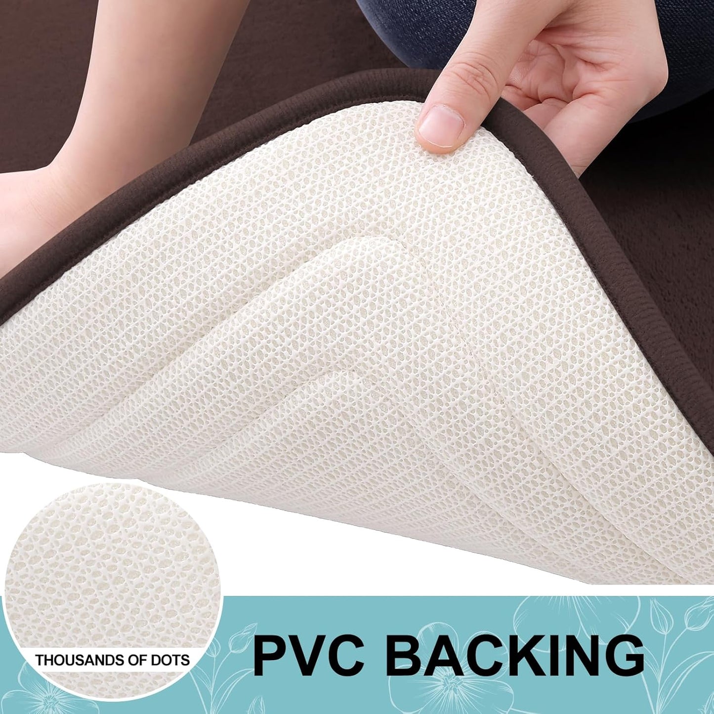 Grandaily Memory Foam Bath Mat Rug 24x16, Ultra Soft, Non-Slip and Absorbent Bathroom Rugs, Machine Wash Dry, Comfortable Bath Carpet for Bathroom Floor, Tub and Shower, Brown