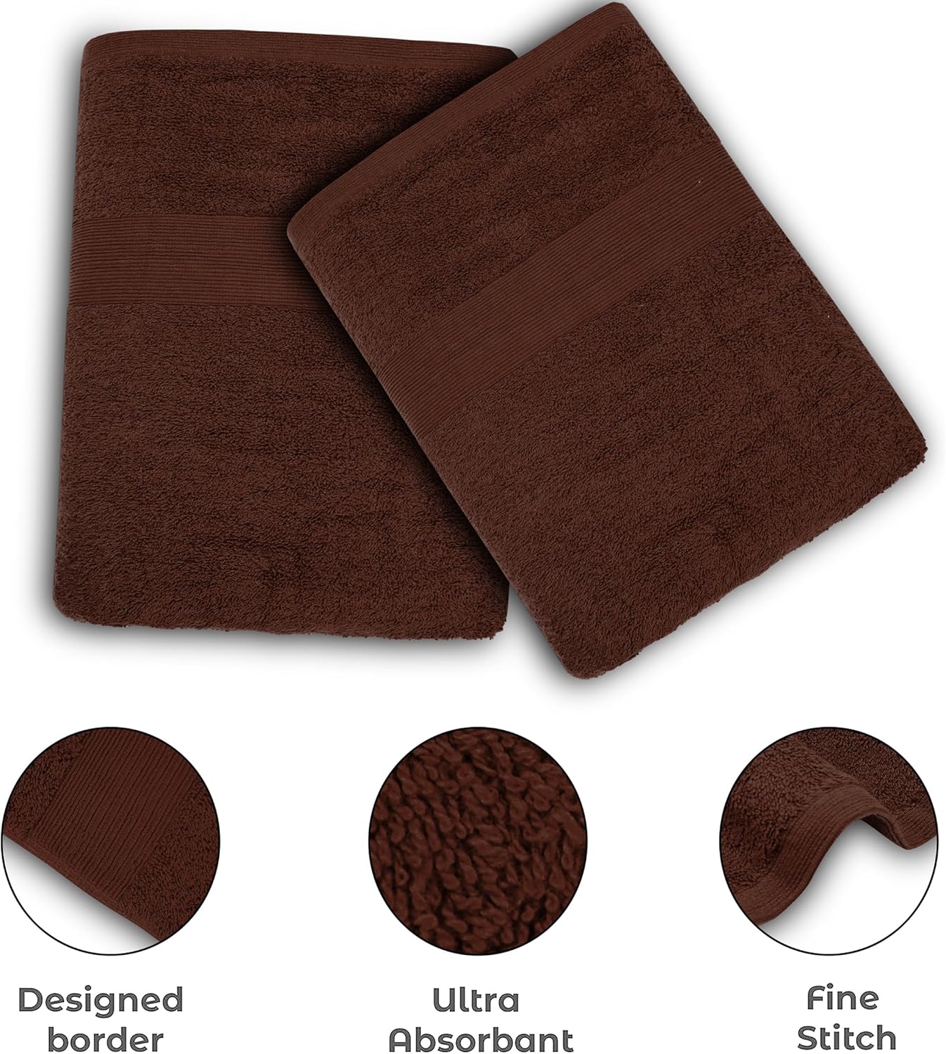 Softolle Luxury Bath Towels Set of 4 (27” x 54”) | Towels for Bathroom | Super Soft | Highly Absorbent Towels for Home, Spa, Gym (Brown)