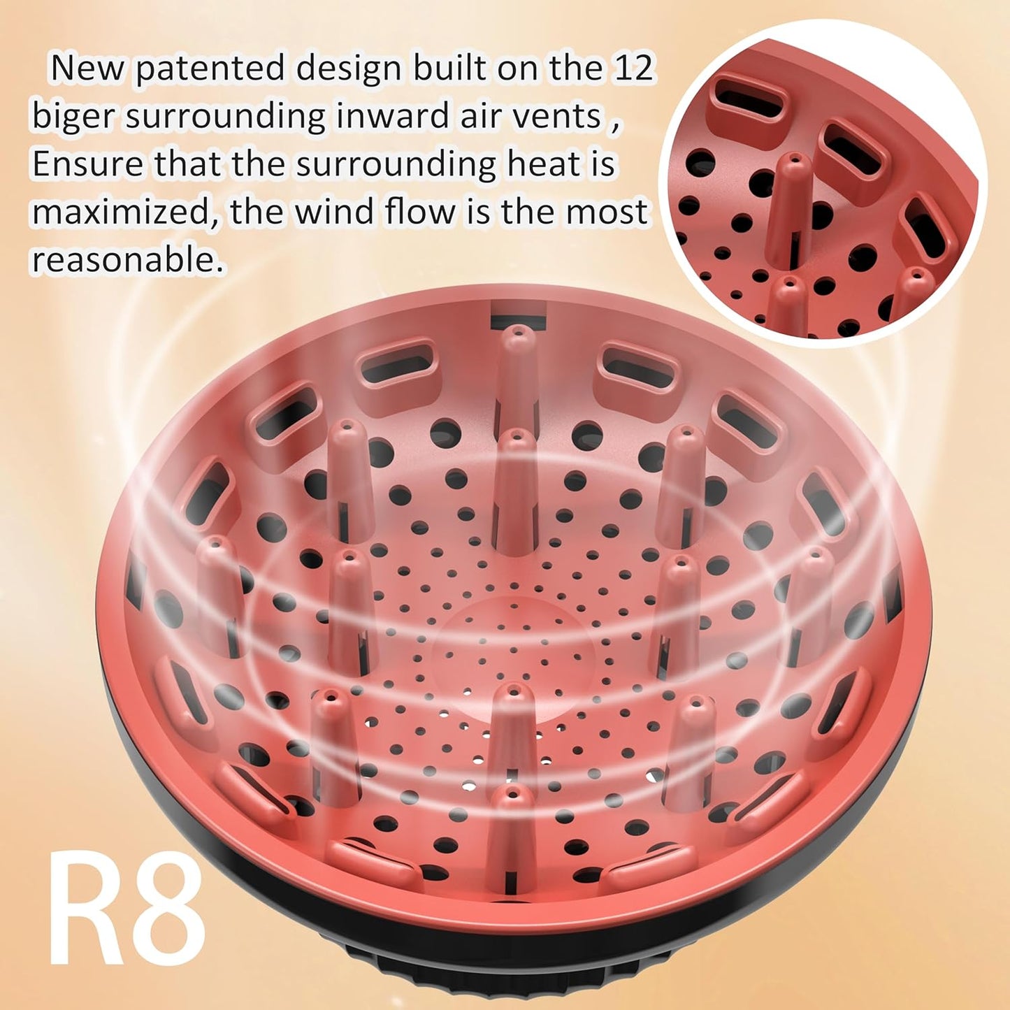 Universal Portable Blow Dryer Diffuser for Curly and Natural Wavy Hair, Hair Dryer Diffuser for Curly and Natural Wavy Hair (Black&Red)