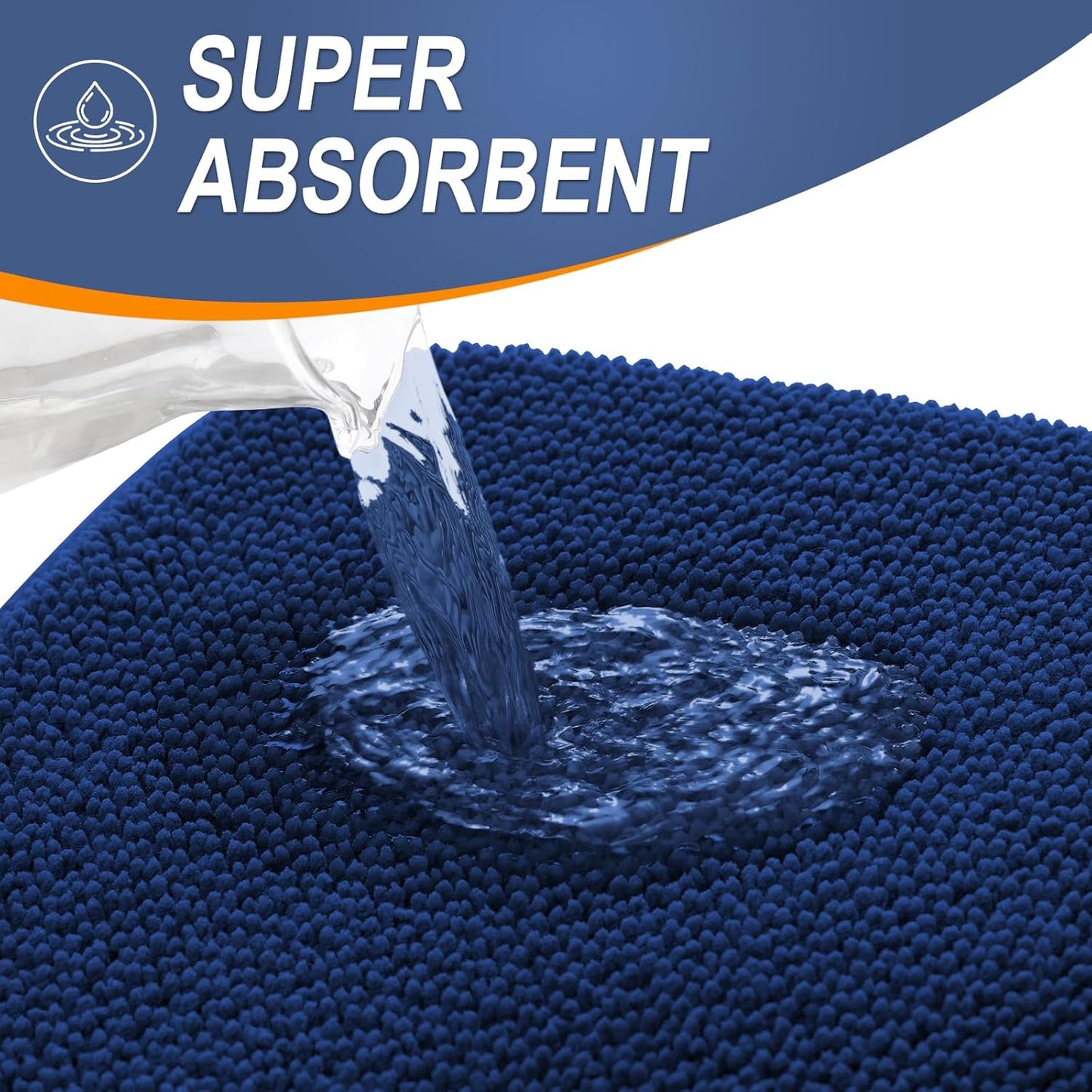 OLANLY Thick Memory Foam Bath Mat Rug 24x16, Extra Soft Absorbent Bathroom Rug, Quick Dry Bath Mats, Non-Slip, Machine Washable Carpet for Bathroom, Tub and Shower, Home Decor Accessories, Navy