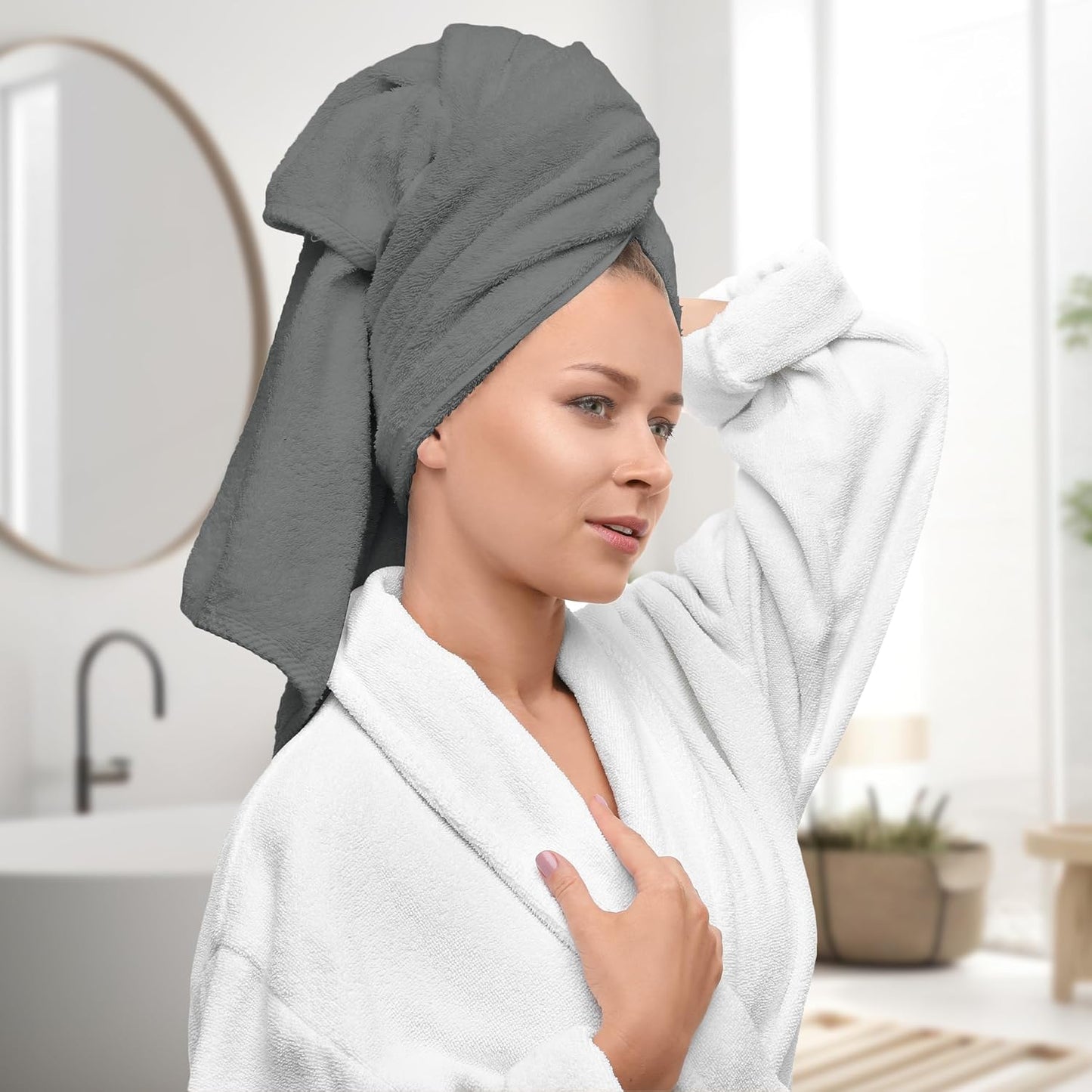 Avalon Towels Grey Bath Towels Set of 4 pcs (27x54 inches), 100% Cotton Towel Absorbent and Quick Dry Grey Towels for Bathroom, Super Soft and Perfect for Daily Use