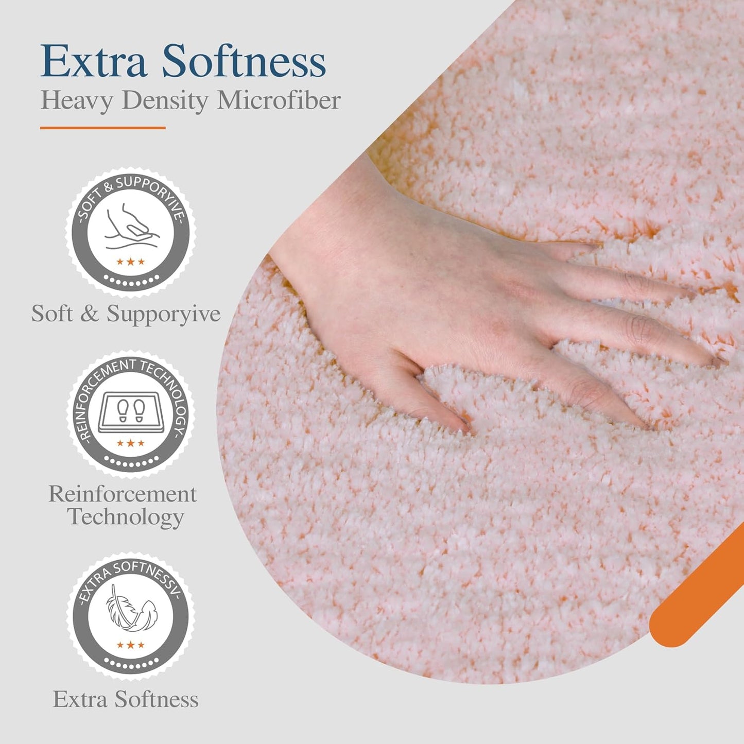 Walensee Bathroom Rug Non Slip Bath Mat (16 x 24, Blush) Water Absorbent Soft Microfiber Shaggy Machine Washable Bath Rug for Bathroom Thick Plush Rugs for Shower