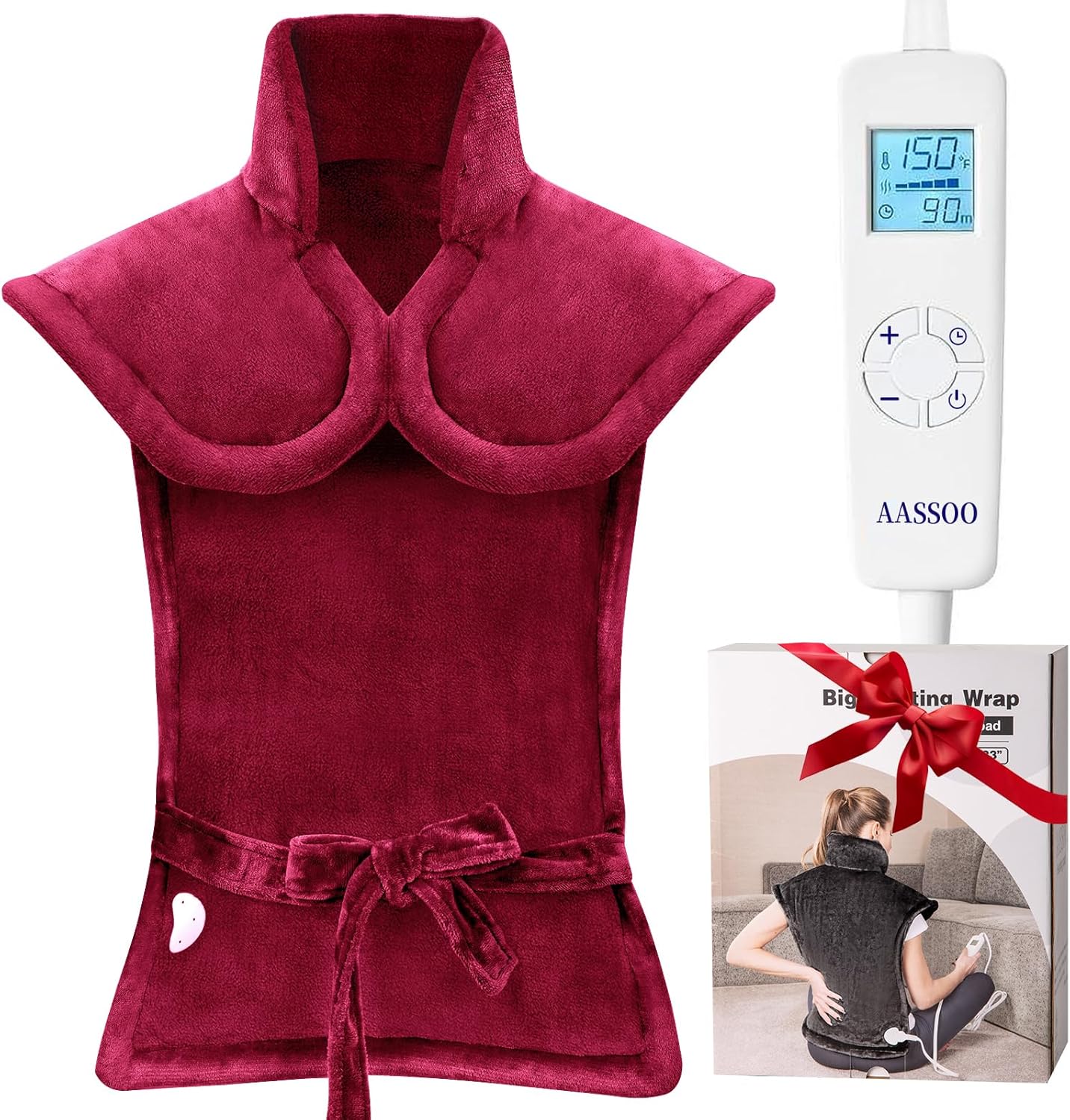 Graphene-Infused Heating Pad for Neck Shoulder and Back,Birthday Gifts for Women Men Dad, Weighted Electric Neck Shoulders Heat Pad for Pain Relief, 24"x37", ETL Certified