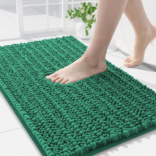 Arotive Luxury Chenille Bathroom Rug Mat, Extra Soft Thick Absorbent Shaggy Bath Rugs, Non-Slip Machine Wash Dry, Plush Bath Mats for Bathroom, Shower and Tub, 36x24, Emerald