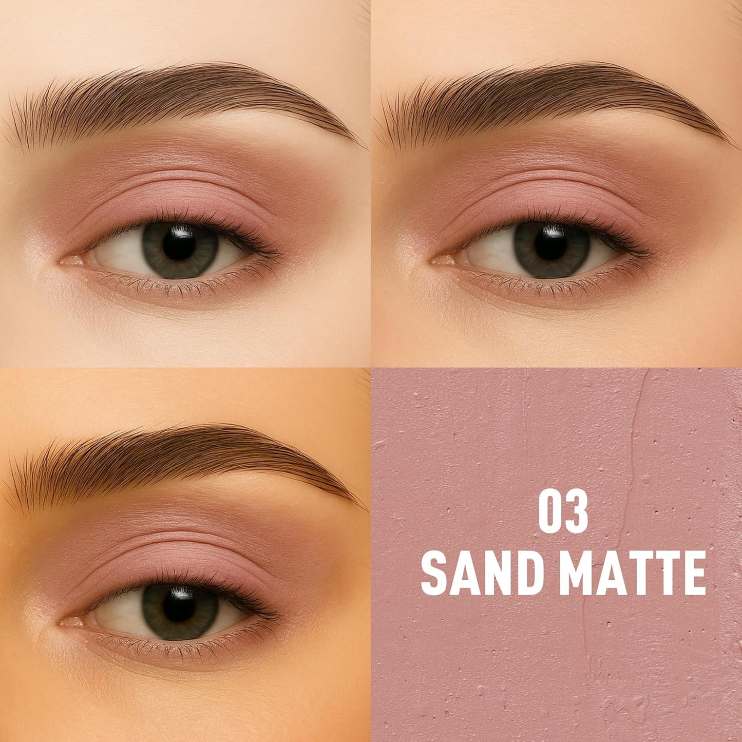 FV Long Lasting Cream Eyeshadow Stick, Waterproof & High Pigmented Eye Shadow Sticks Duo with Blending Sponge, Crease-Proof & Natural Finish Eyeshadow Pencil, Sand Matte