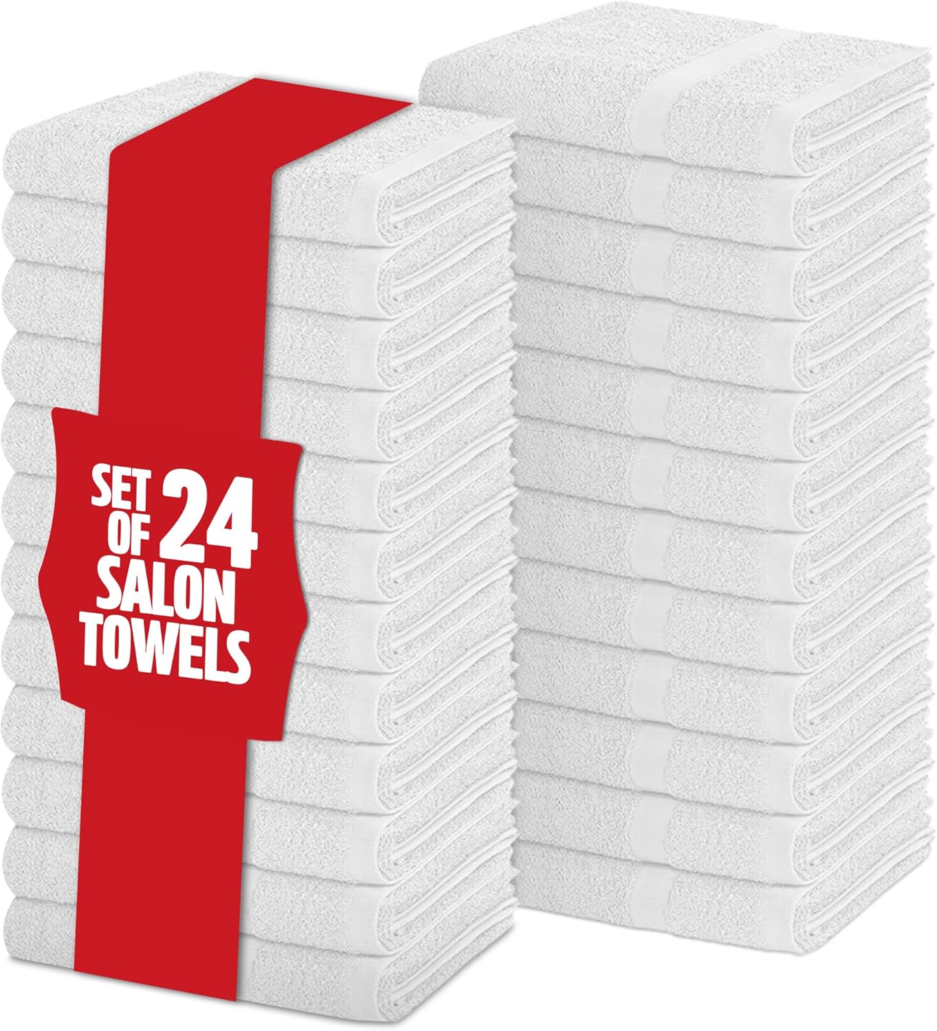 Pearl Linens Pack of 24 100% Cotton Hand Towels, Salon Towels for Spa, Gym and Bathroom Use, Hair Towels in Bulk, Soft, Absorbent, Quick Dry & Machine Washable, 16x27 inches, White