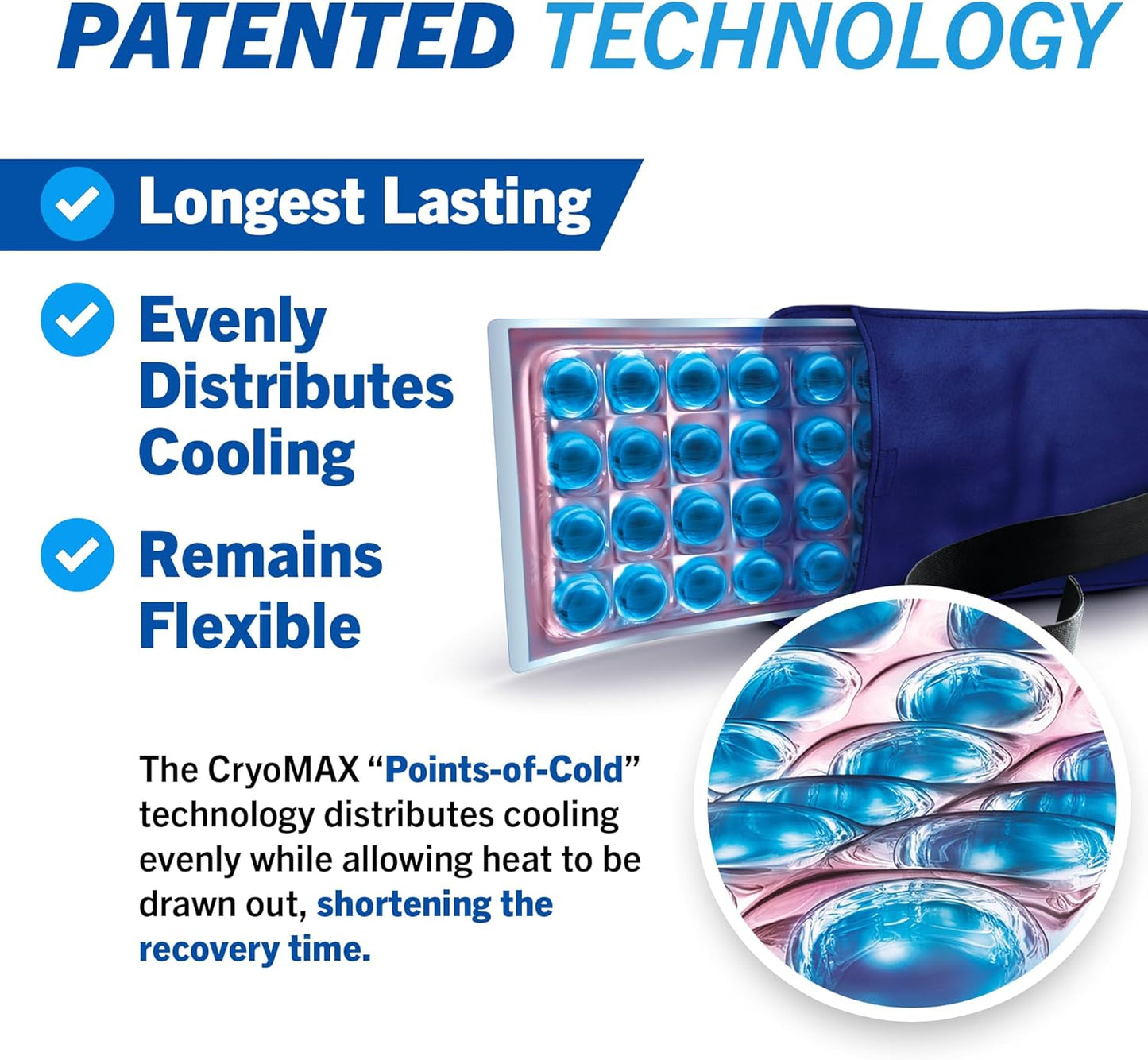 Cryo-Max Cold Pack, 8 Hour Reusable Cold Therapy Ice Pack for Elbows, Knees, Neck + More, Medium, 6" x 12" (1 Count)