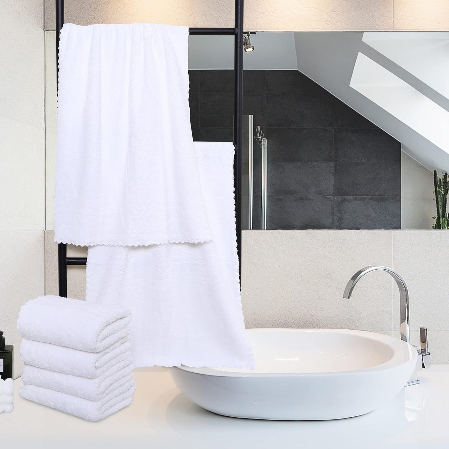 MOONQUEEN 18 Pack Premium Hand Towels - Quick Drying - Microfiber Coral Velvet Highly Absorbent Towels - Multipurpose Use as Hotel, Bathroom, Shower, Spa, Hand Towel 16 x 28 inches (White)