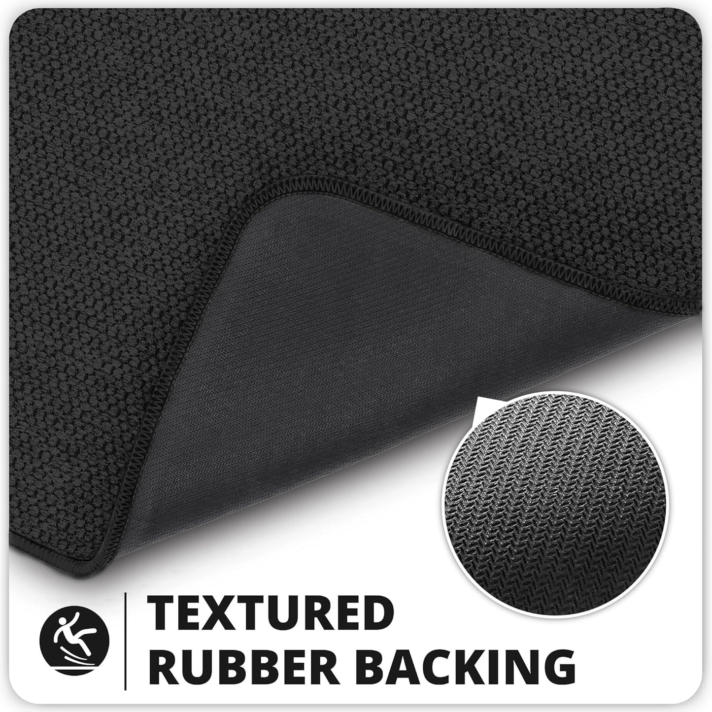 Bath Mat,Ultra Thin Bathroom Rugs,Rubber Bath Mats for Bathroom,No Slip Bath Rugs,Quick Dry,Machine Washable,Low Pile,Absorbent,Shower Outside,Sink,Home Decor Accessories.Black,1'5"x2'3"(17x27inch)