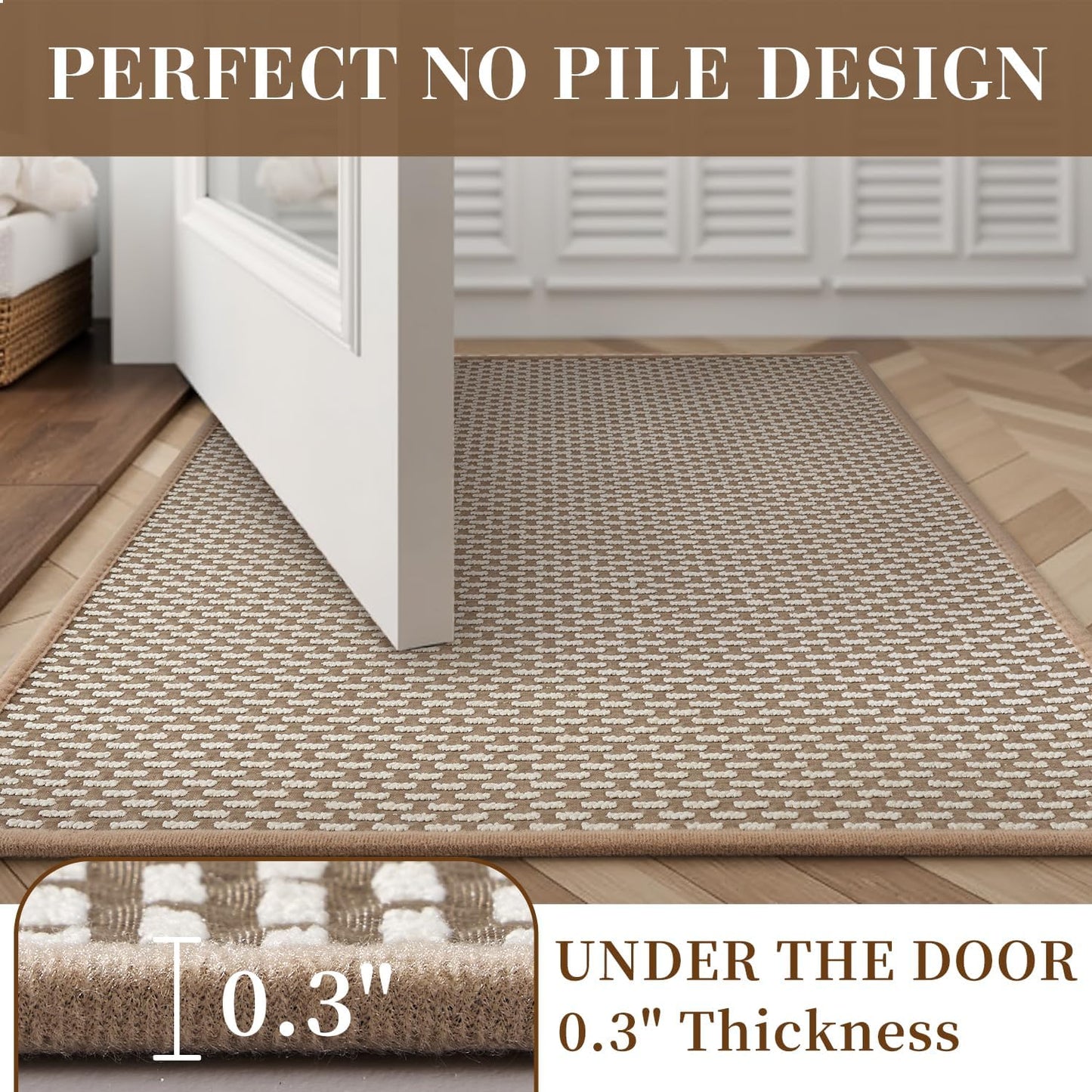 RESARE Non Slip Bathroom Runner - Machine Washable Bath Rugs, Super Absorbent Bath Mat Quick Dry Bath Runner, Bath Mat Ultra Soft Rugs for Bathroom Floor, 20"x70" Brown