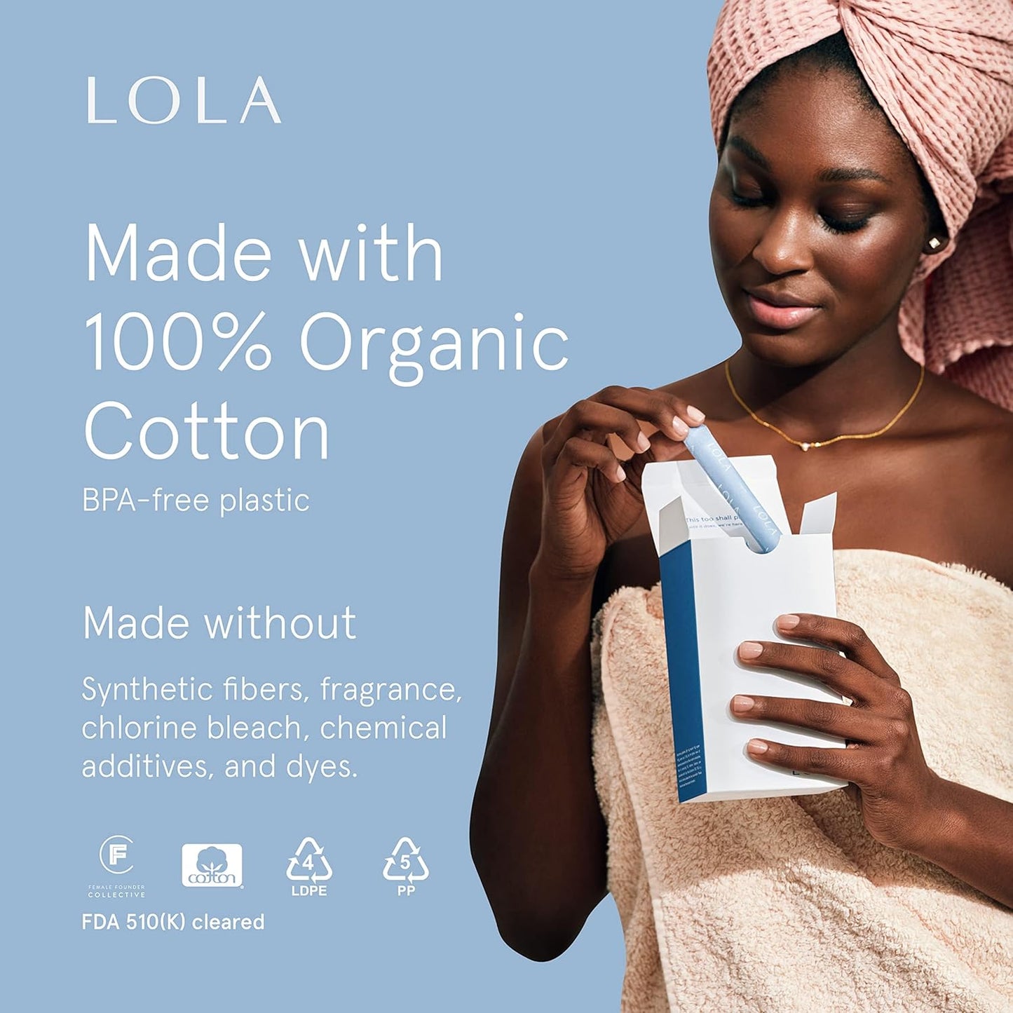 LOLA Super Organic Cotton Tampons, 32 Count - Super Non-Toxic Tampons, Period Feminine Hygiene Products, HSA FSA Approved Products Feminine Care