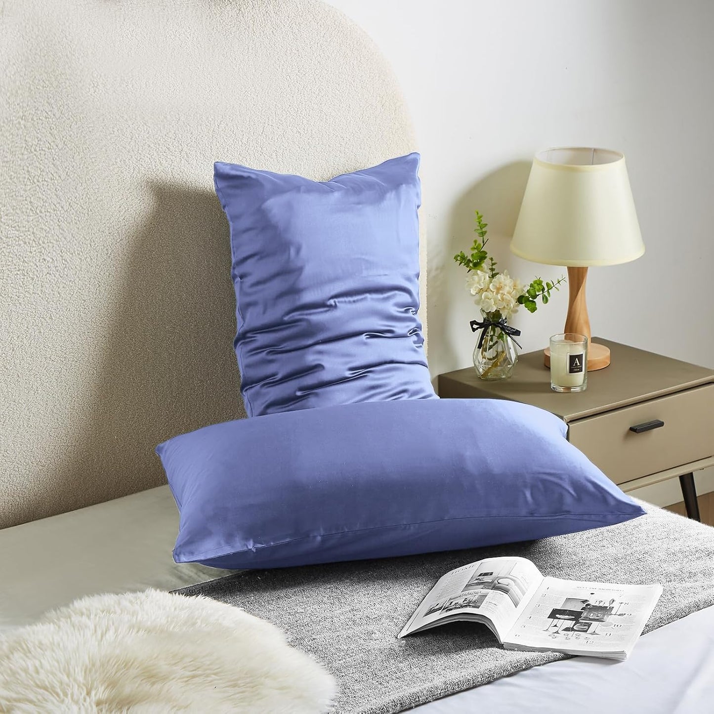 Silk Body Pillow Cover Pillow Pillowcase for Body Pillow Soft Pillow Covers Pillow Case Mulberry Silk Pillowcase for Sleep(Cornflower Blue,20"X 54",1pc)