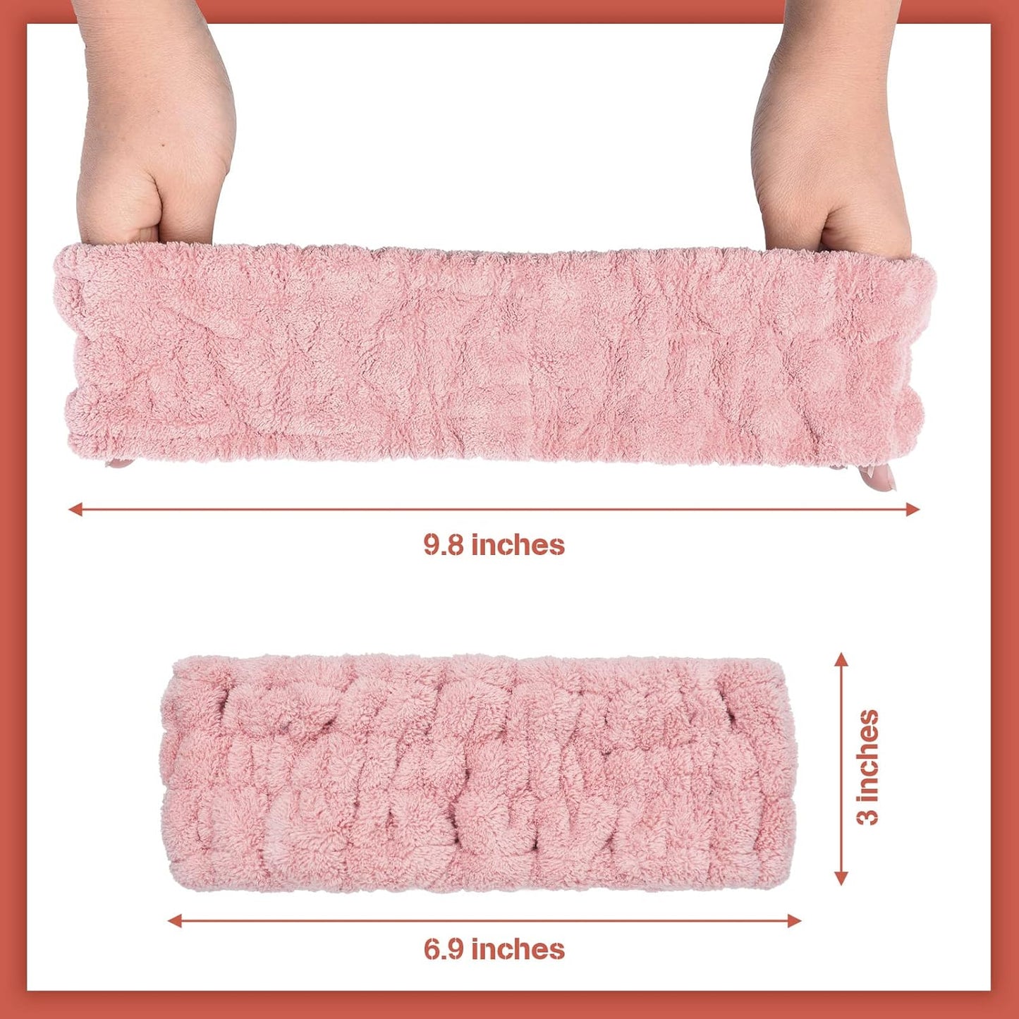 Chuangdi 3 Pieces Women's Makeup Headband - Elastic Head Wrap for Washing Face, Yoga, Sports, and Shower (Pink)