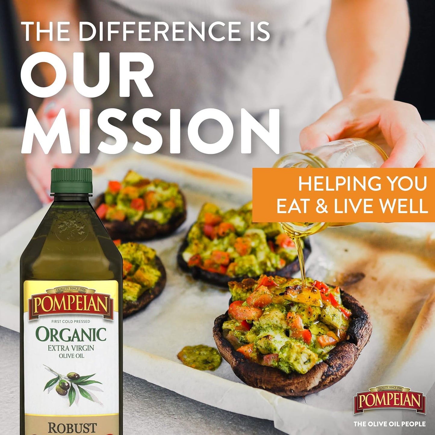 Pompeian USDA Organic Robust Extra Virgin Olive Oil, Contains Polyphenols, First Cold Pressed, Full-Bodied Flavor, Perfect for Salad Dressings & Marinades, 32 FL. OZ