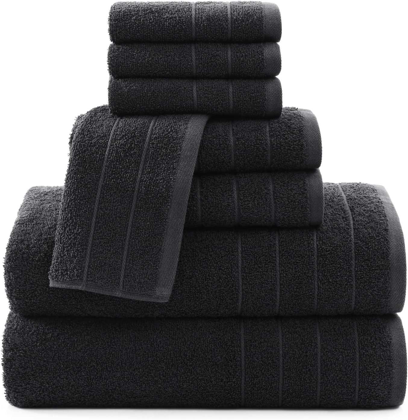 Casa Platino 100% Mercerized Cotton Luxury Bathroom Towels Set - 8 Piece - Ring Spun Technology - 2 Bath, 4 Washcloths, 2 Hand Towels - Remains Soft & Absorbent Even After Multiple Washes - Black