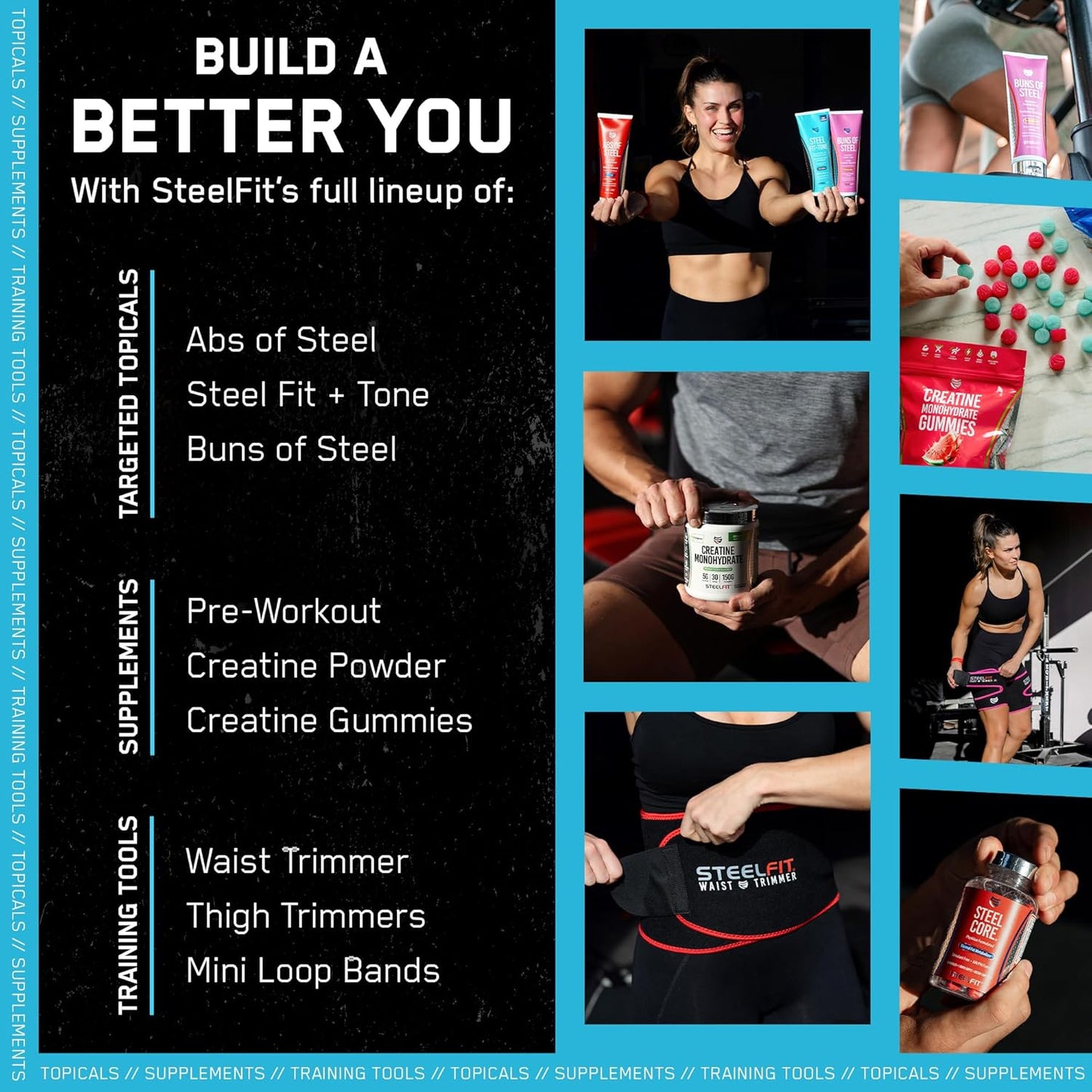 SteelFit Firming Body Lotion - Contouring & Skin Tightening Cream for Body - Firm & Tone Cellulite Remover for Legs Belly & Saggy Skin - Nourishing & Soothing with Shea & Cocoa Butter - Pink Pomelo