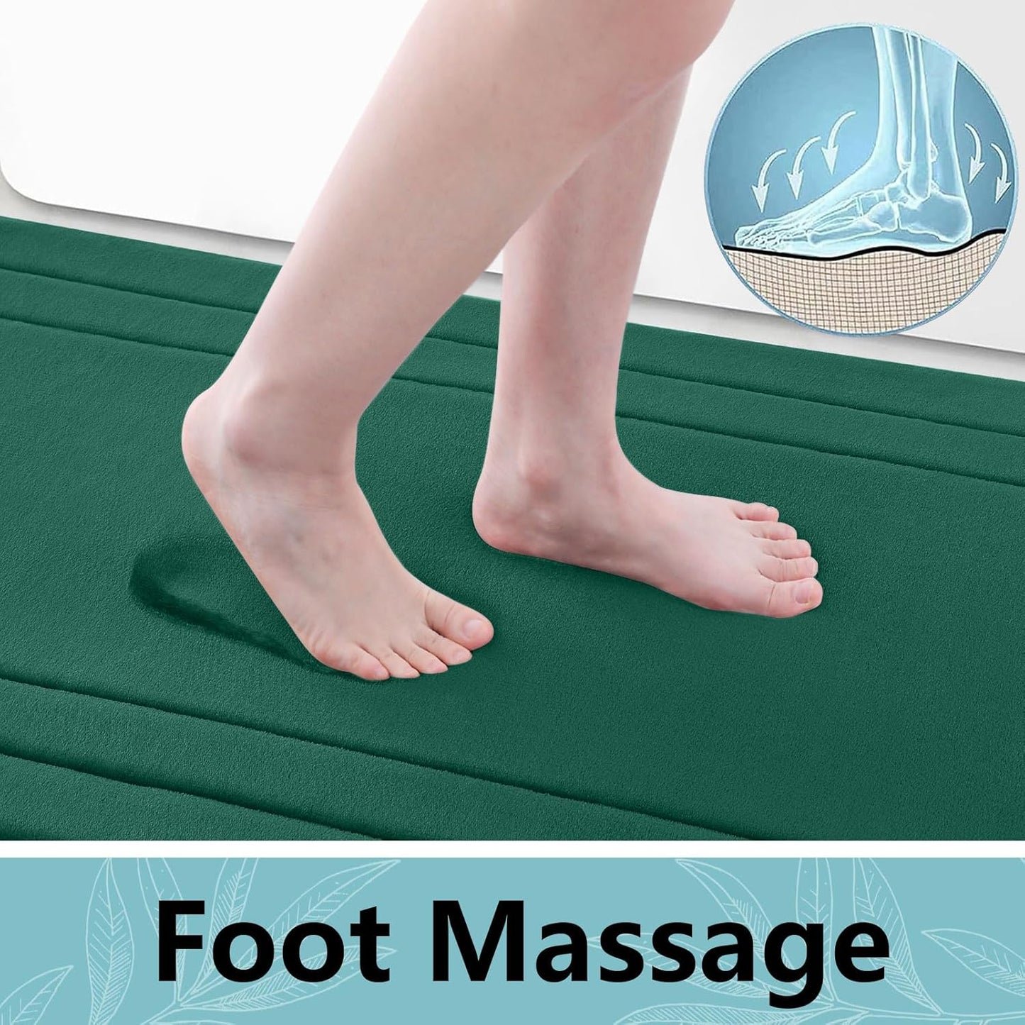 Arotive Memory Foam Bathroom Rug Mat 44x24, Ultra Soft and Absorbent Bath Mat, Machine Wash Dry, Comfortable Bath Rug Carpet for Bathroom Floor, Tub and Shower, Dark Green