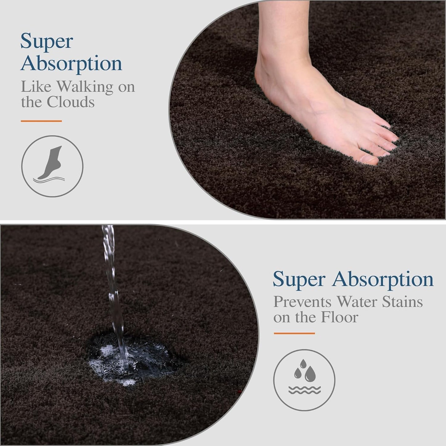 Walensee Large Bathroom Rug (24 x 60, Brown) Extra Soft and Absorbent Shaggy Bath Mat Machine Washable Microfiber Non Slip Luxury Floor Mat