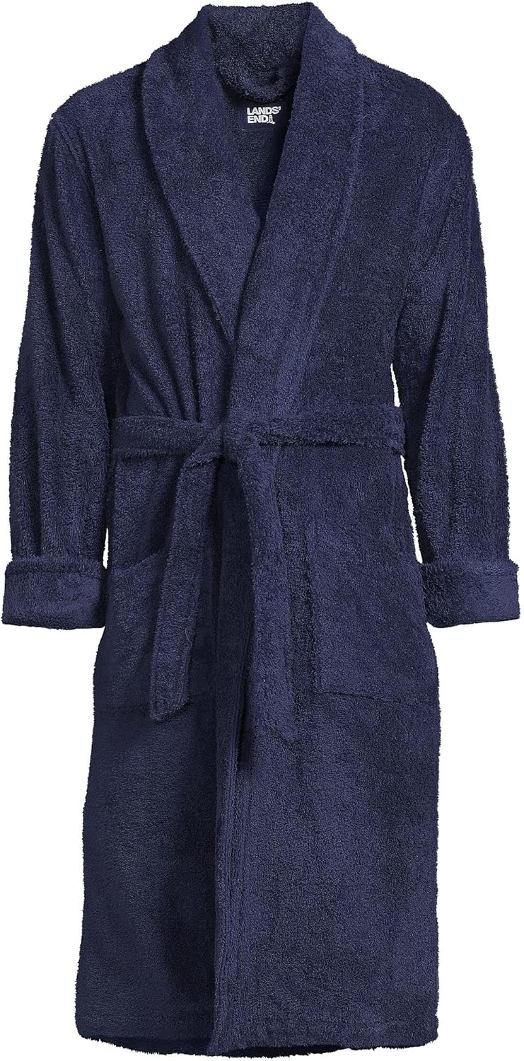 Lands' End Men's Calf Length Turkish Cotton Terry Bathrobe
