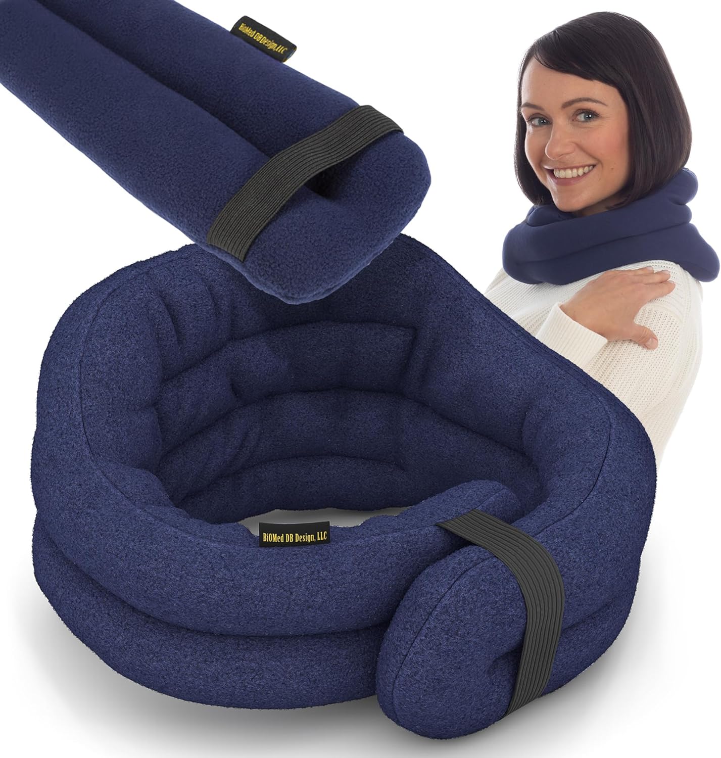 SunnyBay Microwave Heating Pad, Microwavable Cold or Heated Neck and Shoulder Wrap, Moist and Weighted Hands-Free Beanbag Pack with Wide Neck Coverage 26 Inches Long-Length Cotton, Navy Blue