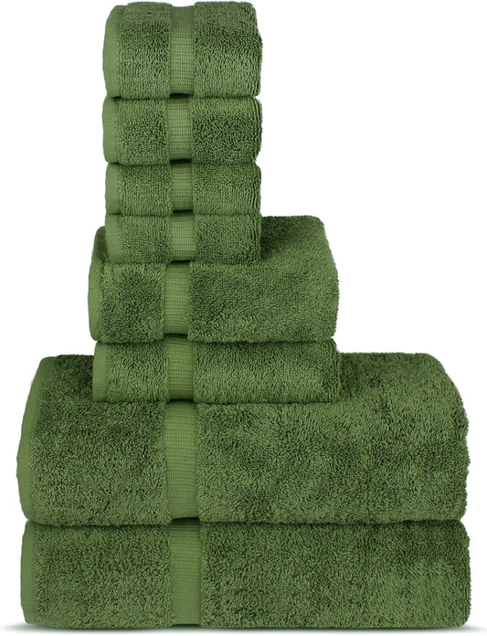 Chakir Turkish Linens | Hotel & Spa Quality 100% Cotton Premium Turkish Towels | Soft & Absorbent (8-Piece Towel Sets, Moss)