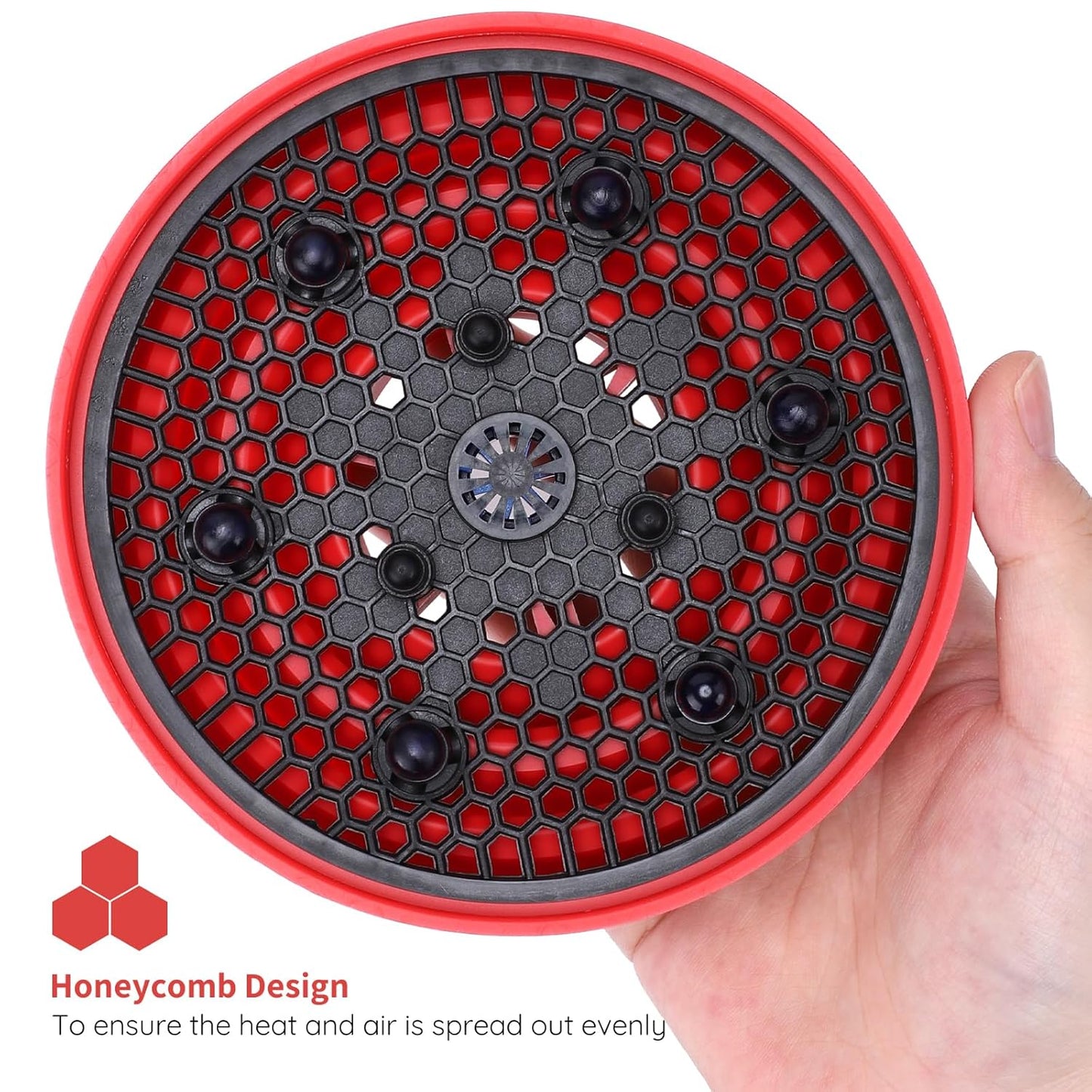 Segbeauty Collapsible Blow Dryer Diffuser, Travel Portable Hair Diffuser for Natural Curly Hair, Professional Lightweight Folding Diffuser Attachment for Dryers Nozzle 1.54 to 1.69 inches Red