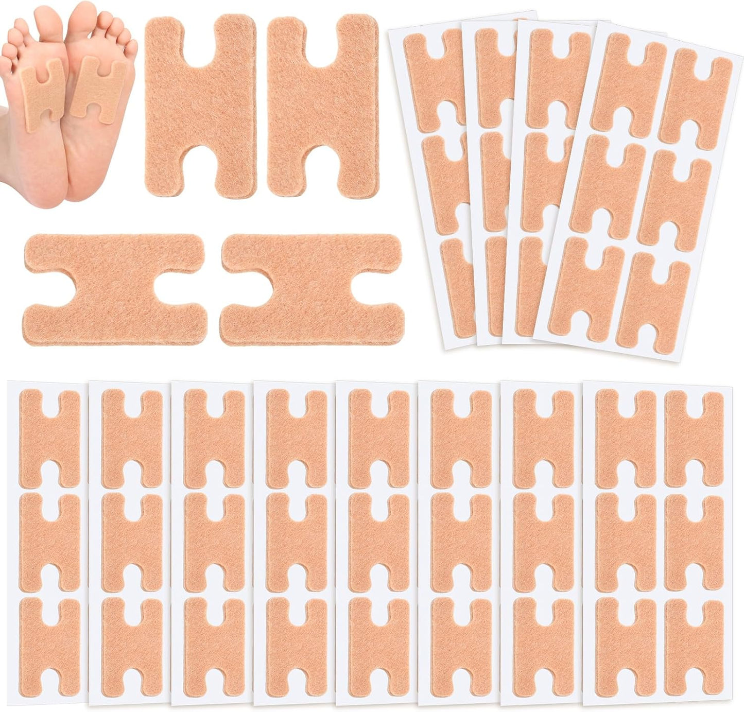 72Pcs H-Shape Callus Cushions Felt Corn Pads for Feet Self Stick Metatarsal Pads Foot Cushions for Pain Relief Callus Pads Keep Protecting Calluses from Rubbing on Shoes for Women Men Heel Pads