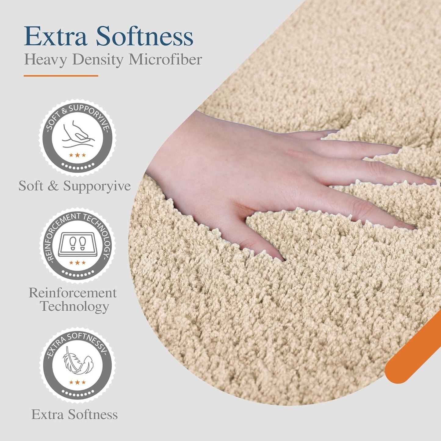 Walensee Large Bathroom Rug (24 x 72, Beige) Extra Soft and Absorbent Shaggy Bath Mat Machine Washable Microfiber Bath Mat for Bathroom, Non Slip