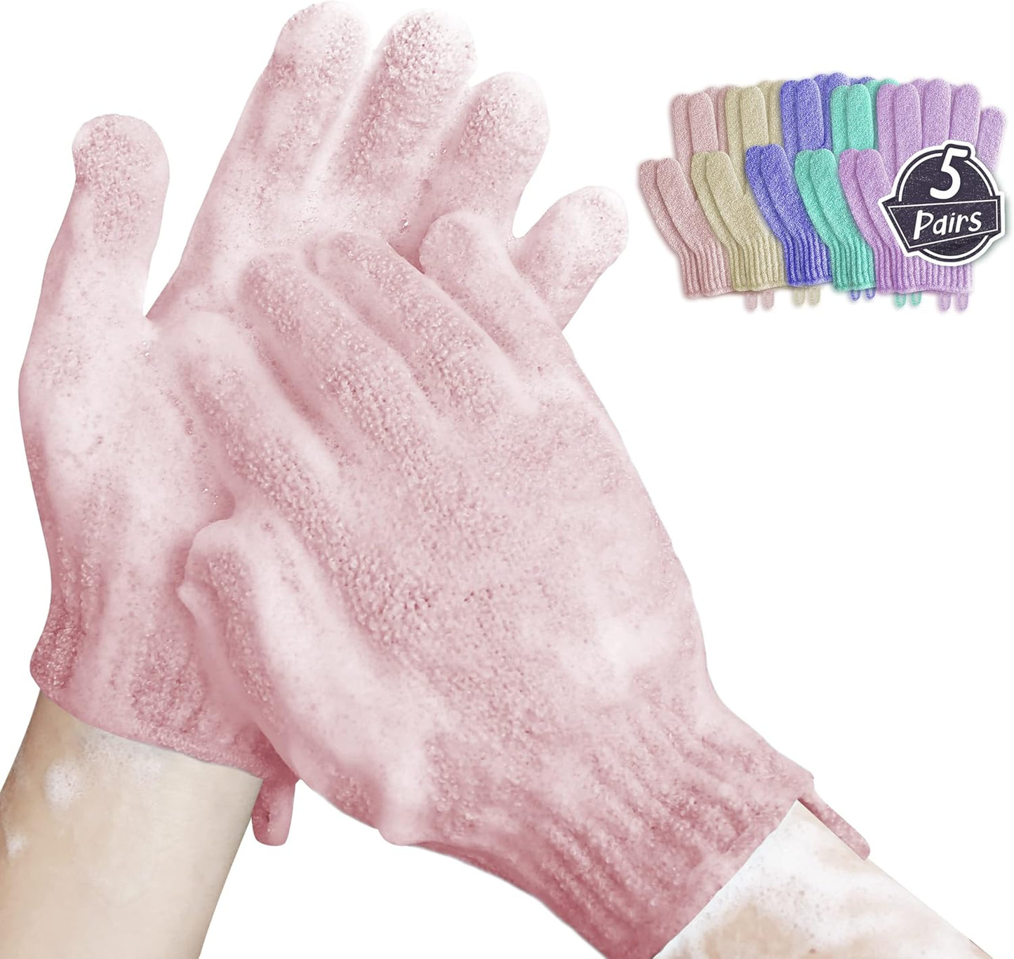 MIG4U Shower Exfoliating Scrub Gloves, Bathing Gloves Body Wash Dead Skin Removal Deep Cleansing Sponge Loofah for Women Men