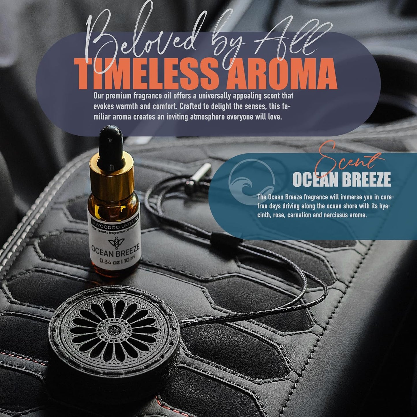 Wood Car Air Freshener — Handmade Air Freshener — Best Wheels Aromatherapy Fragrance Oil Diffuser in Wooden Gift Box — Ready To Gift Set with Ocean Breeze Fragrance Oil - 10 ml