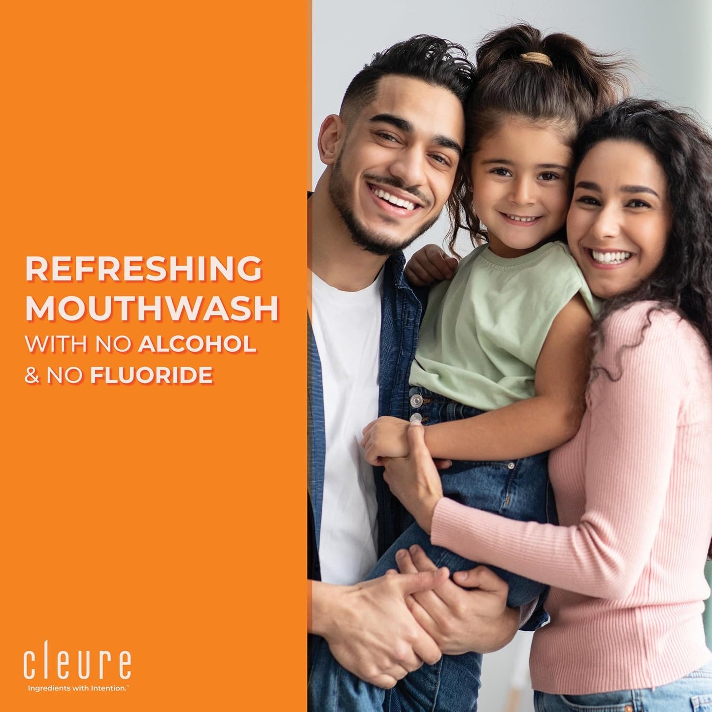 Cleure Alcohol Free Mouthwash with Xylitol & Baking Soda - Gentle Fluoride Free Mouth Wash for Adults & Kids - Cranberry (16 oz, Pack of 1)