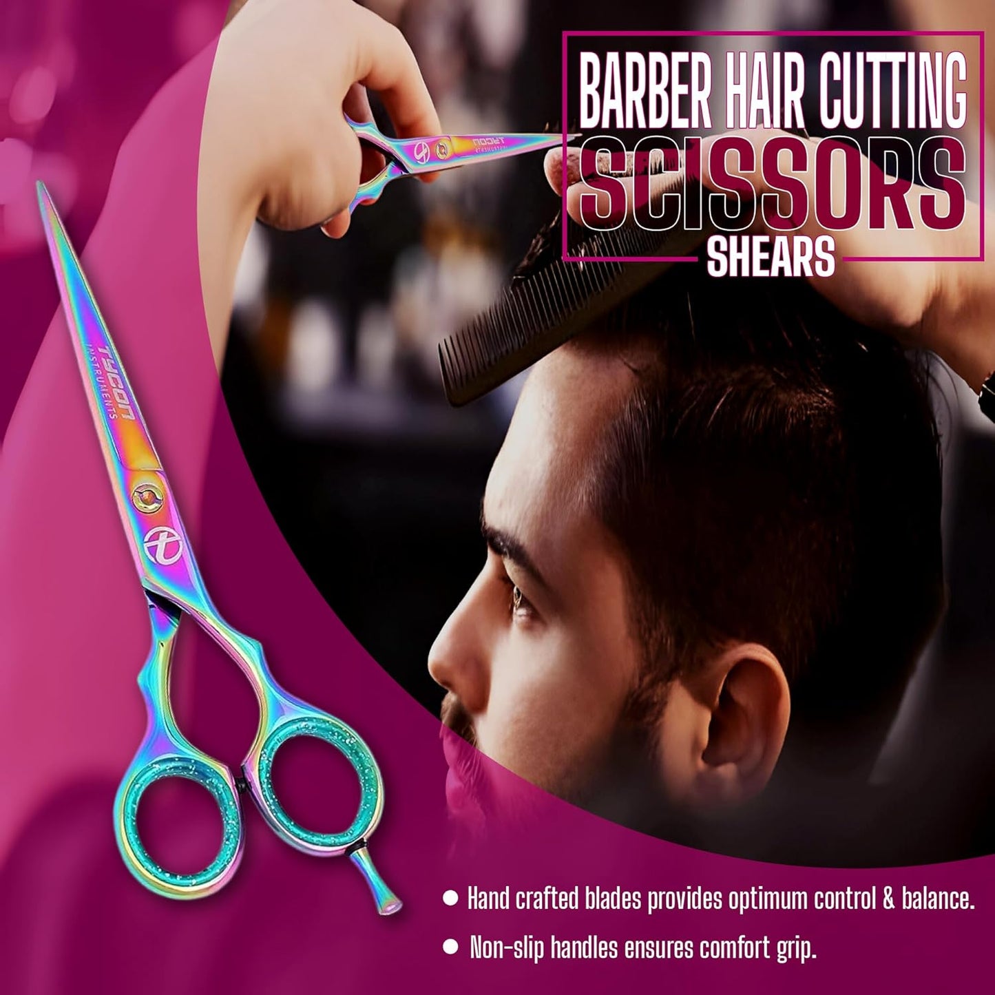 Tycon Hair Cutting Scissors Professional 6.5" – Japanese Stainless Steel, 2.7" Razor Edge Blade Barber Scissors – Ergonomic design - Precision Hair Scissors for Smooth Cutting - Salon & Personal Use