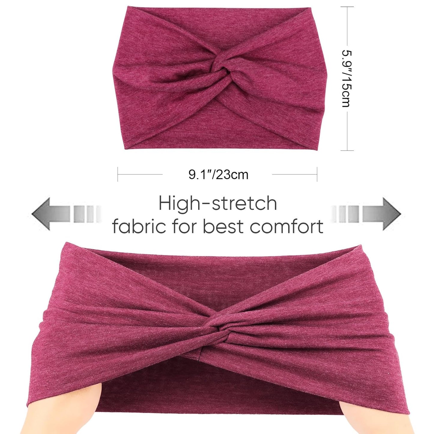 Extra Wide Headbands for Women Large Turban Headband Non Slip Boho Elastic Hairband Hair Twisted Knot Head Bands Accessories