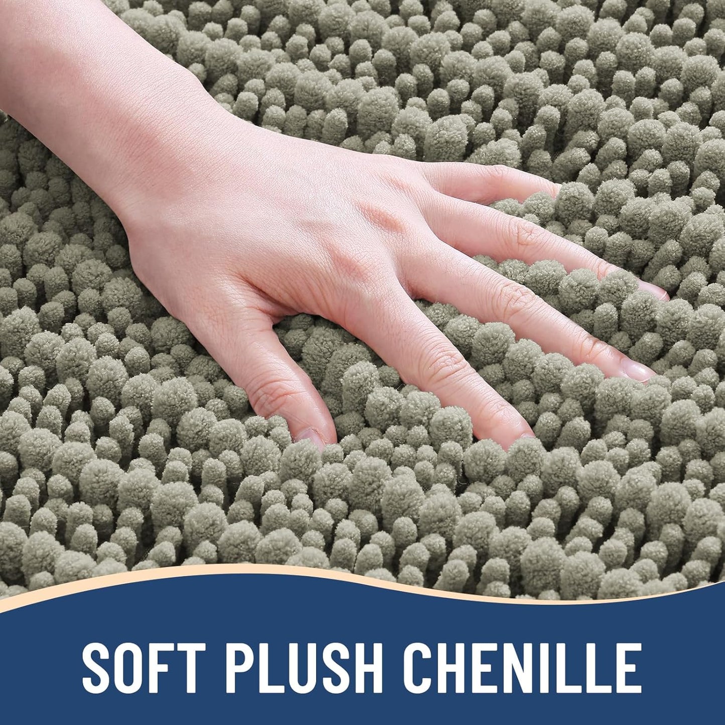 Arotive Luxury Chenille Bathroom Rug Mat, Extra Soft Thick Absorbent Shaggy Bath Rugs, Non-Slip Machine Wash Dry, Plush Bath Mats for Bathroom, Shower and Tub, 24x16, Warm Taupe