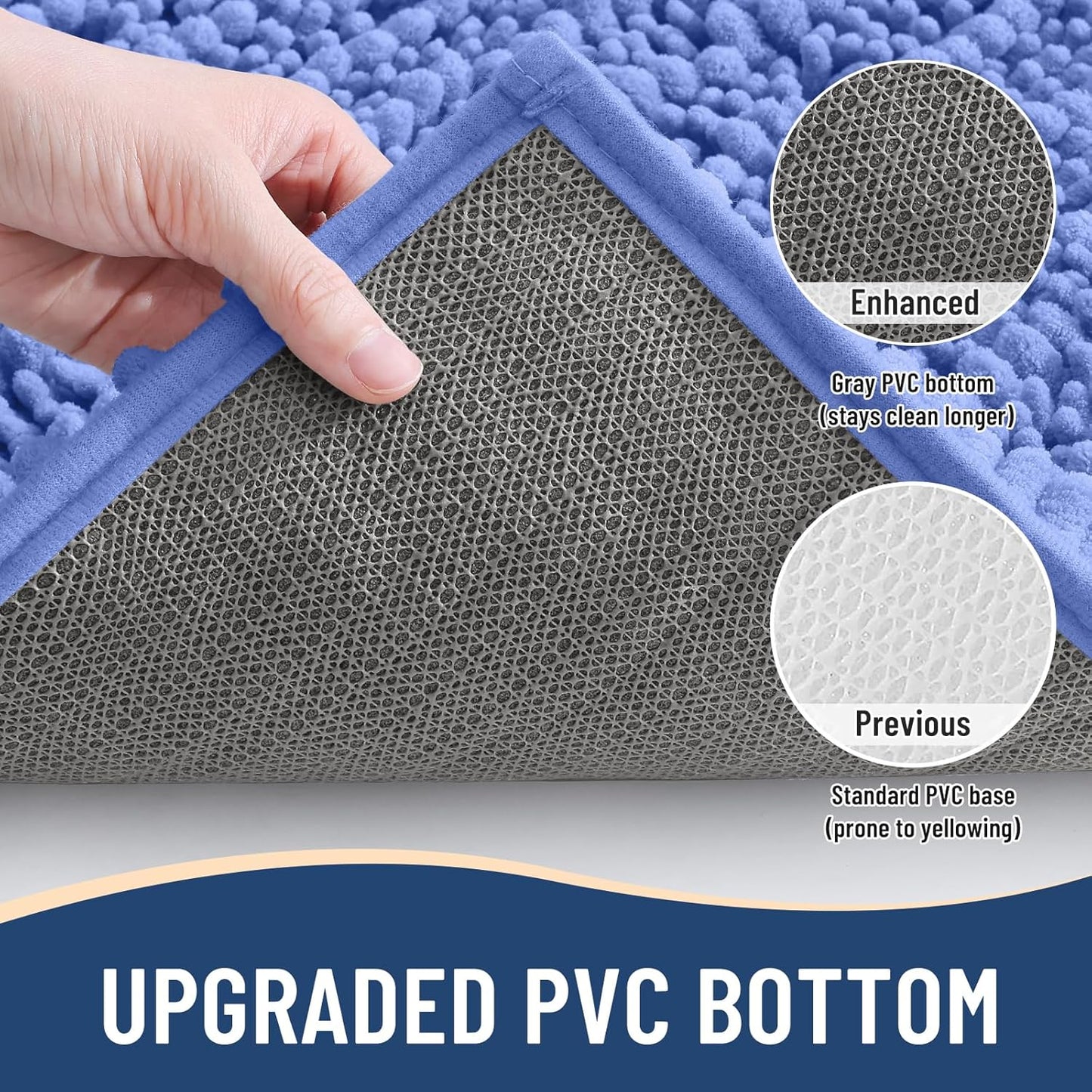 Arotive Luxury Chenille Bathroom Rug Mat, Extra Soft Thick Absorbent Shaggy Bath Rugs, Non-Slip Machine Wash Dry, Plush Bath Mats for Bathroom, Shower and Tub, 24x16, Cornflower Blue