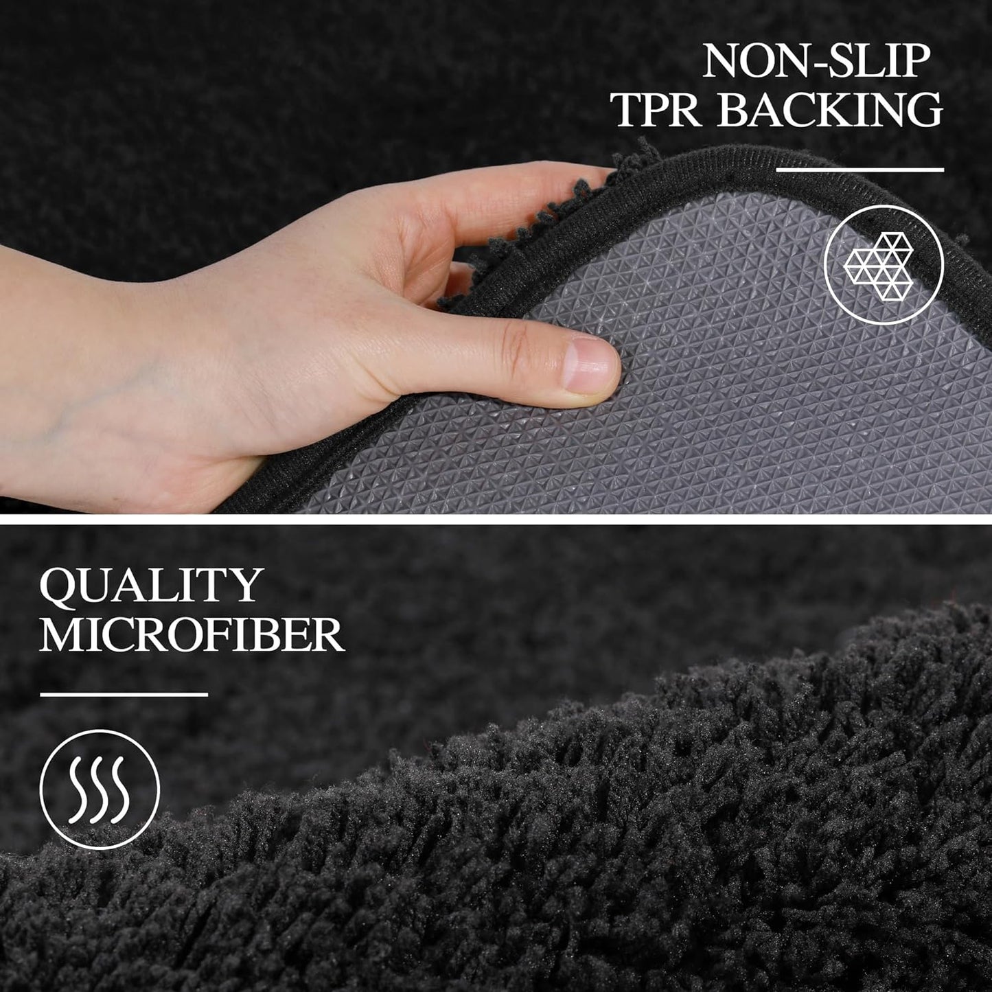 Walensee Large Bathroom Rug (24 x 48, Black) Extra Soft and Absorbent Shaggy Bath Mat Machine Washable Microfiber Non Slip Luxury Floor Mat