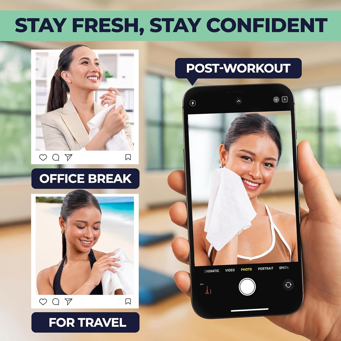 Body Wipes for Women, Extra Moist No Rinse Bathing Sheets (4pk), 200 XL Shower Cloths + 16 Deodorizing Bath Wipes - 9"x12" Travel Size Essentials, Toiletries for Womens Hygiene & Post Workout Cleanup