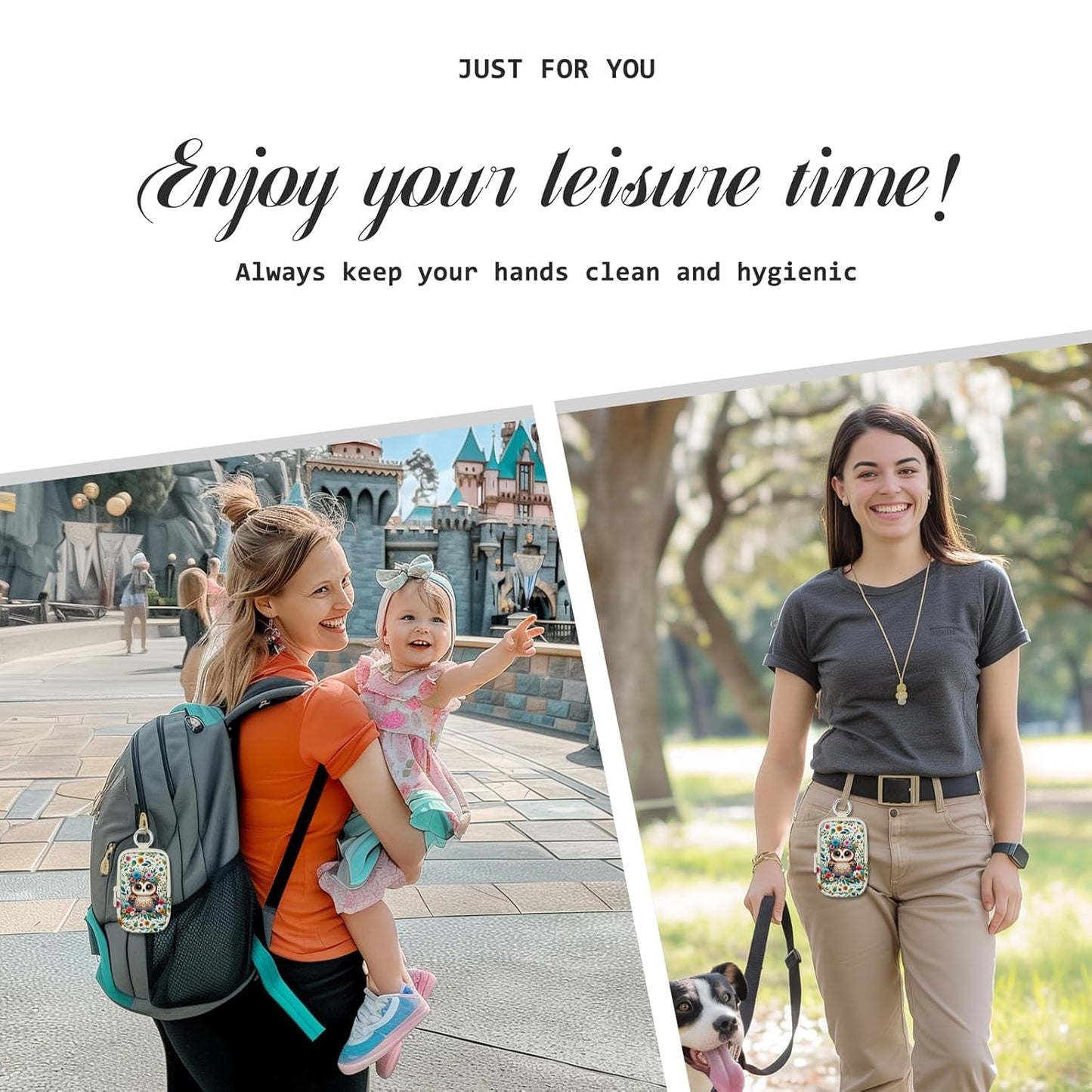 Owls Floral Hand Sanitizer Spray Case, Hand Sanitizer Holder Zippered Pouch, Cute Fashion Accessory with Snap Hook for Glow Mist and Power Mist 1FL OZ