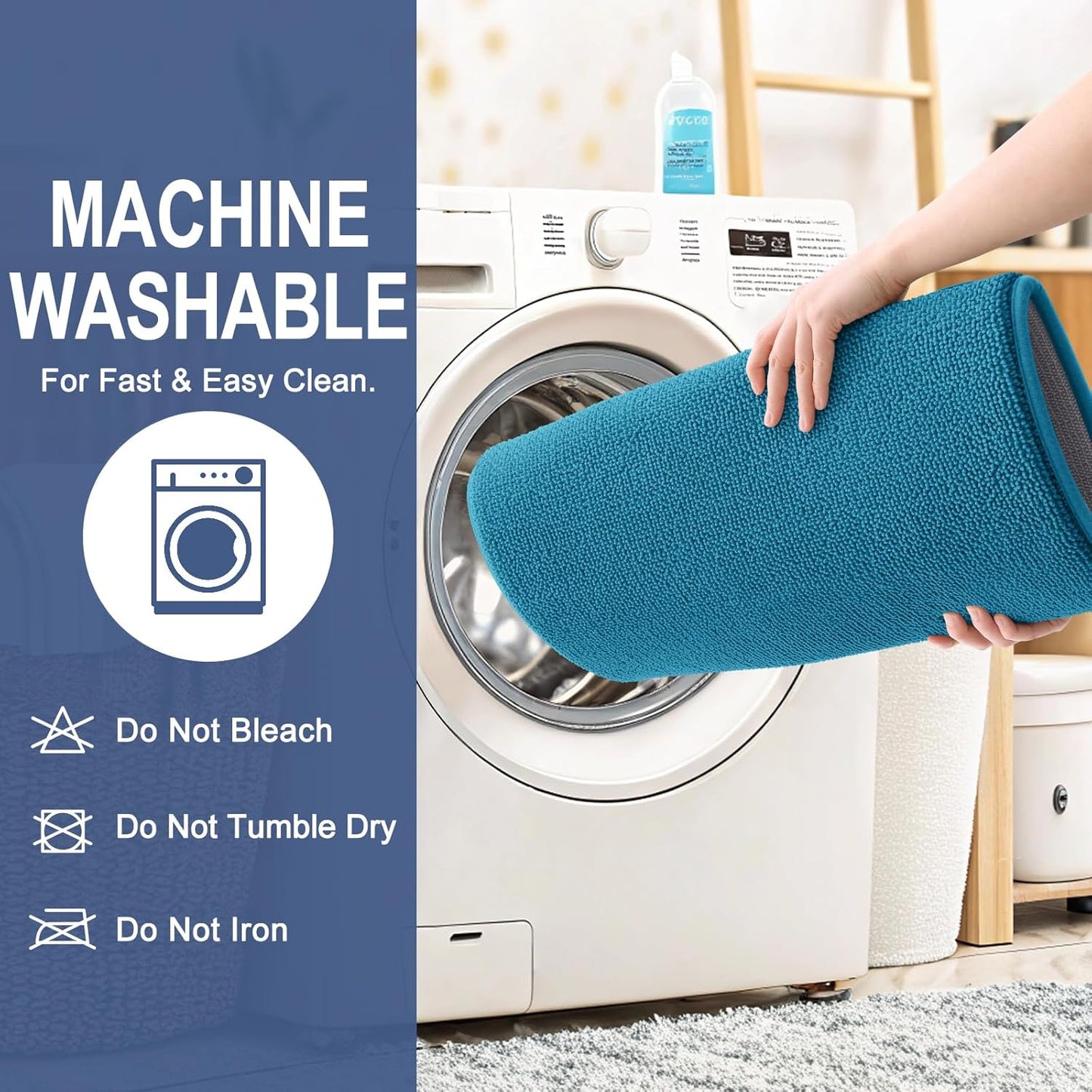 OLANLY Thick Memory Foam Bath Mat Rug 24x16, Extra Soft Absorbent Bathroom Rug, Quick Dry Bath Mat, Non-Slip, Machine Washable Carpet for Bathroom, Tub and Shower, Home Decor Accessories, Peacock Blue