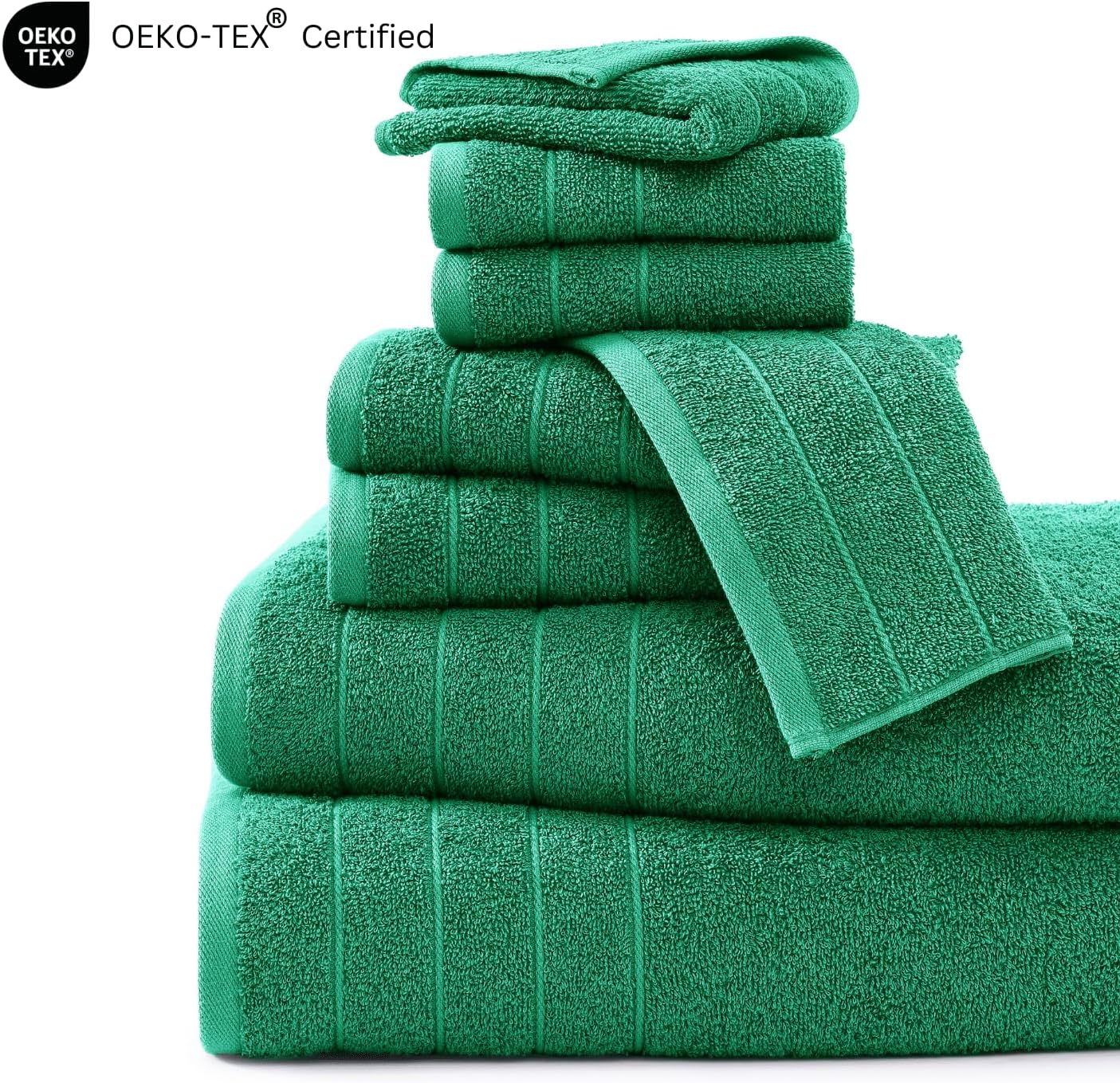Casa Platino 100% Mercerized Cotton Bathroom Towel Set - 8 Pieces, Hotel Quality - Super Soft & Highly Absorbent - Ring Spun - 2 Large Bath Towels, 4 Washcloths, 2 Hand Towels - Family Pack - Emerald