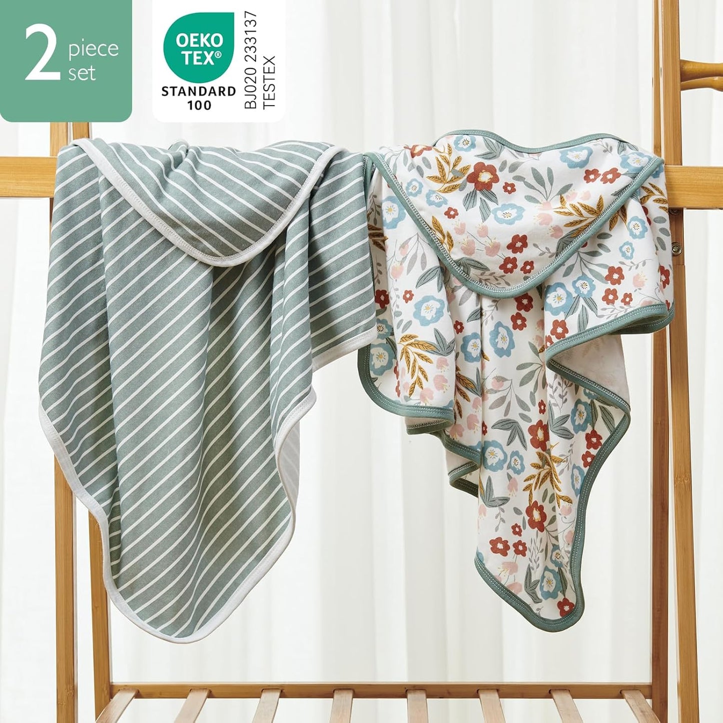 Momcozy Baby Towel with Hooded-2 Pack Soft Bath Towel Set-Shower Gifts or Bath Essential for Infant,Newborn, Toddler (28 X 28 Inch, Petite Blossom)