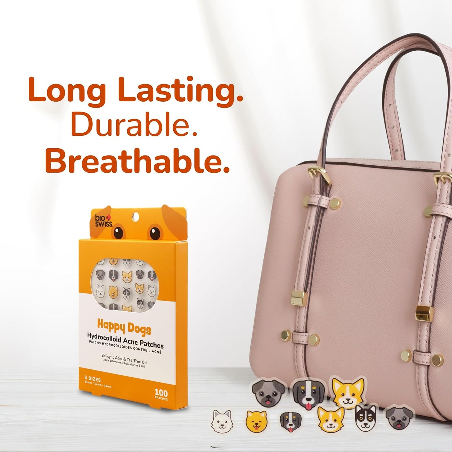 BioSwiss Pimple Patches, Happy Dog Patch for Zits and Blemishes, Hydrocolloid Spot Stickers for Face and Skin, 100 Count