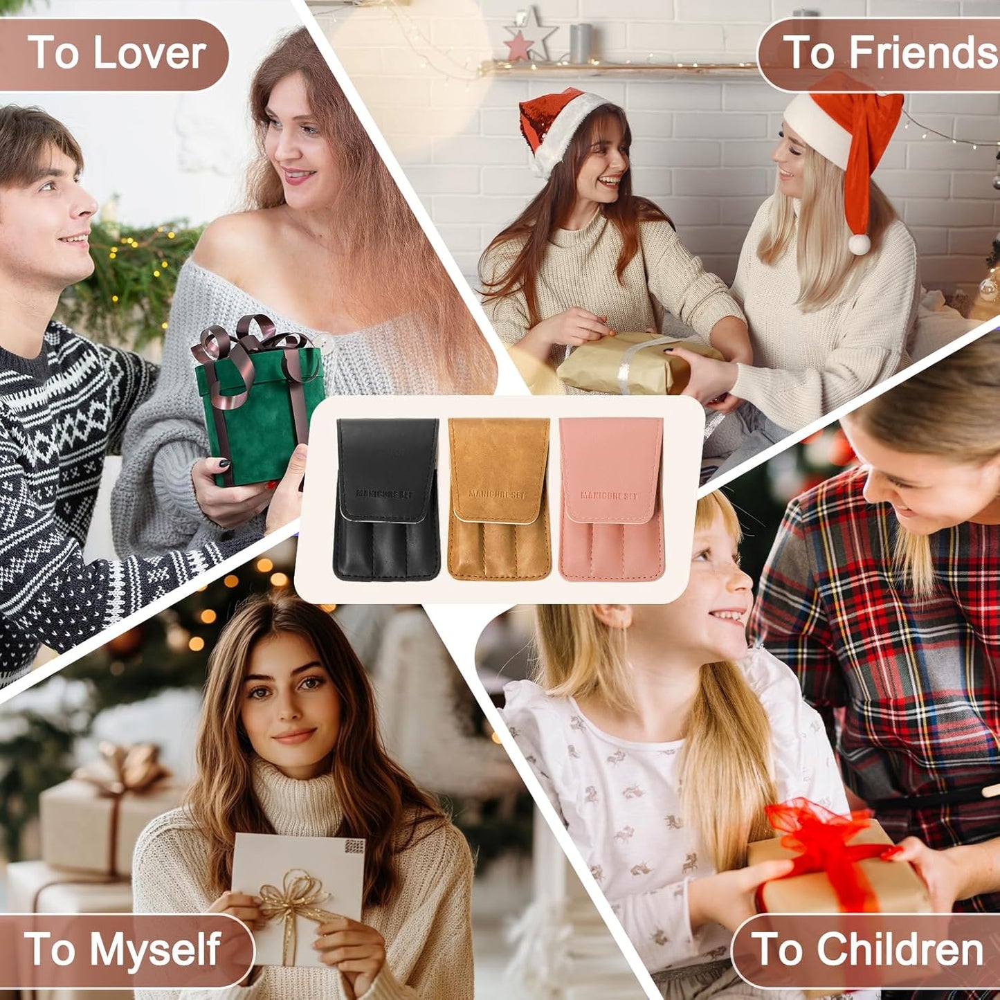 Premium Stainless Steel Nail Clippers Set - Travel Grooming Kit, 6pc Manicure/Pedicure Tools with PU Case - Unisex Gift for Men and Women(D-Black)