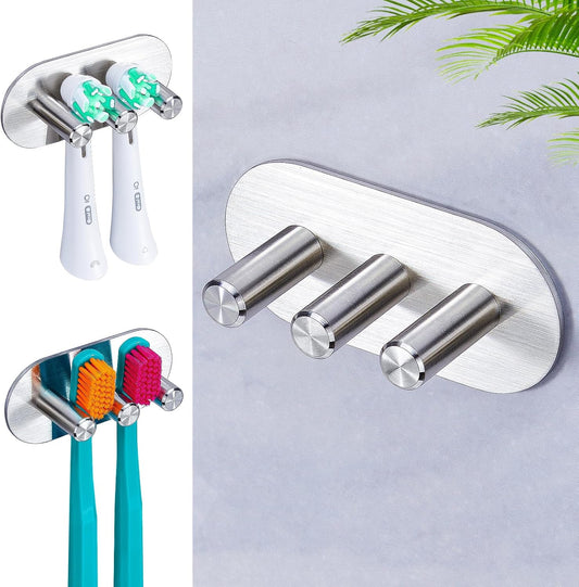 Electric Toothbrush Head Holder for Bathroom Shower, Toothbrush Holders Wall Mounted, Tooth Brushing Holder, Self Adhesive Toothbrush Storage Organizer Toothbrush & Razor Holder (Small)