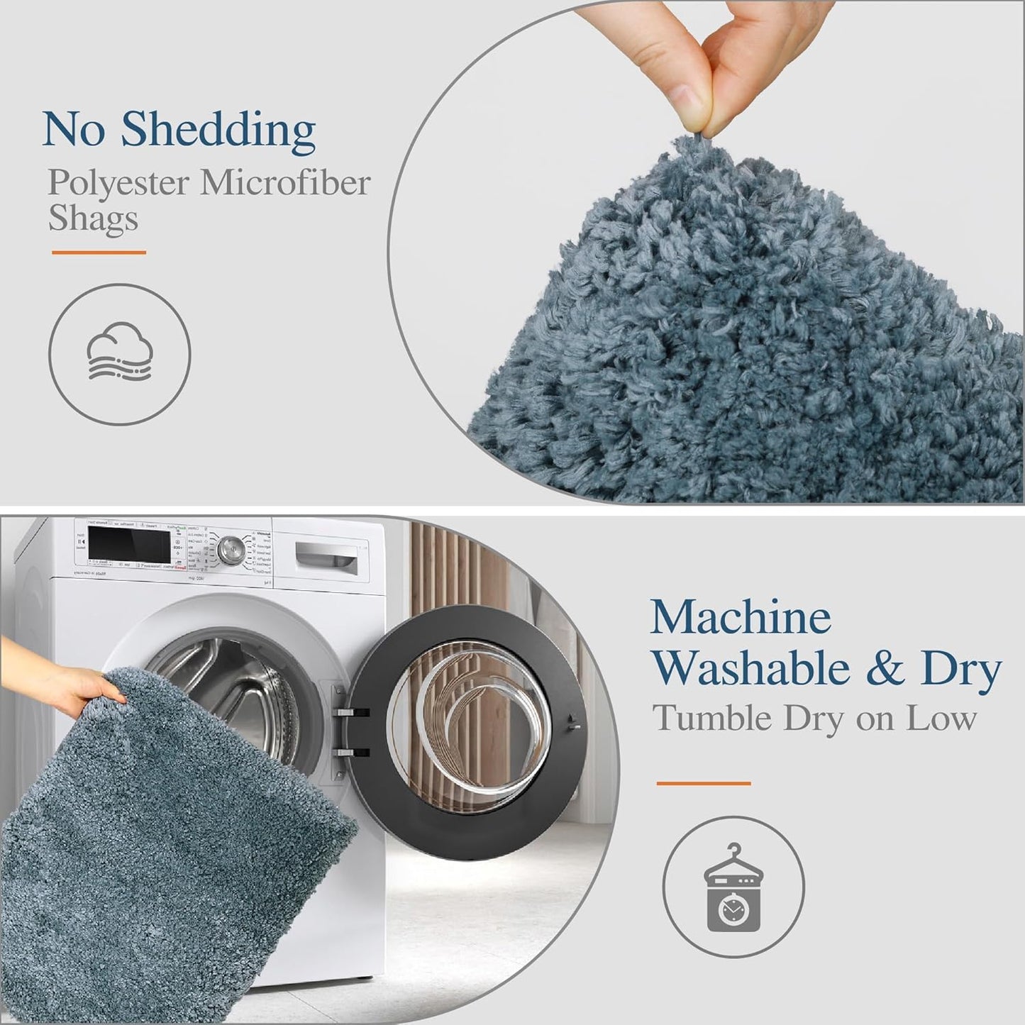 Walensee Bath Rug - Non Slip, Water Absorbent, Soft Microfiber Shaggy Bath Mat (20 x 32, Slate) - Machine Washable, Thick Plush Shower Mat