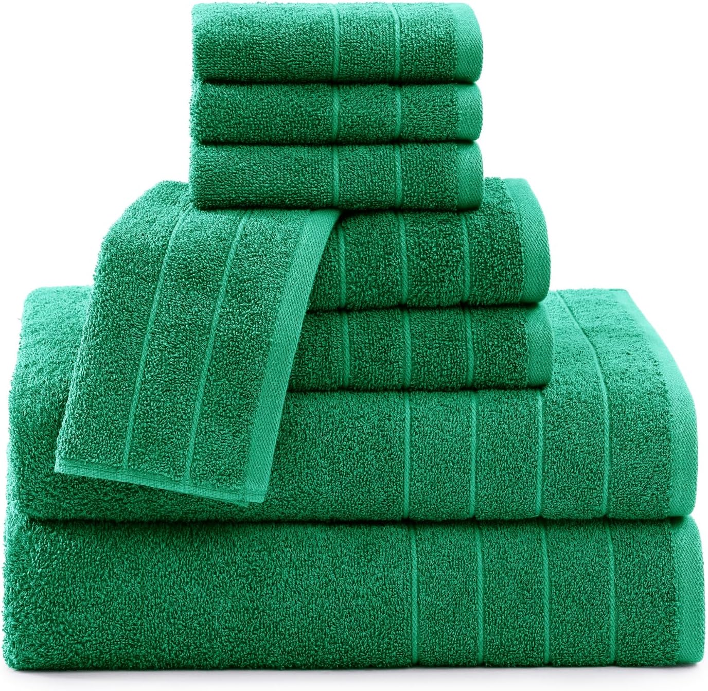 Casa Platino 100% Mercerized Cotton Bathroom Towel Set - 8 Pieces, Hotel Quality - Super Soft & Highly Absorbent - Ring Spun - 2 Large Bath Towels, 4 Washcloths, 2 Hand Towels - Family Pack - Emerald