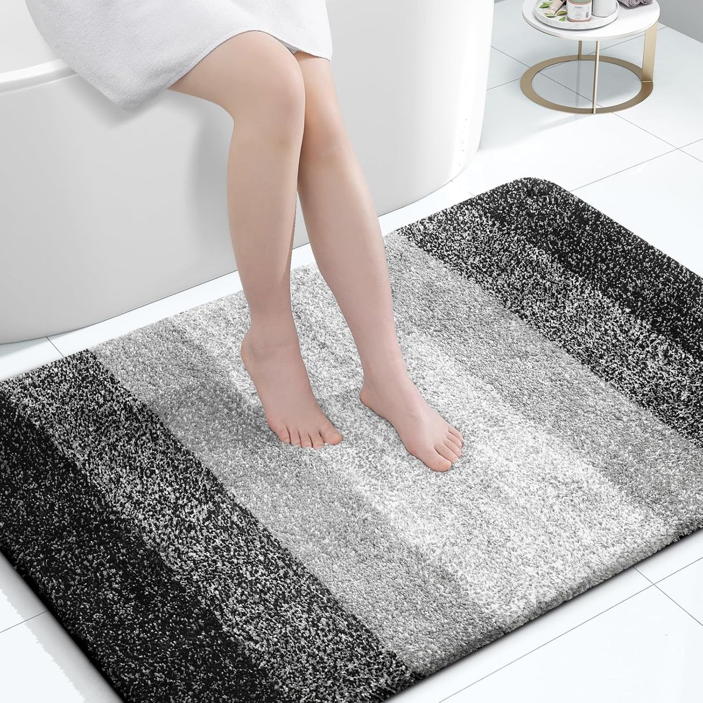OLANLY Bathroom Rugs Mat 44x32, Extra Soft Absorbent Microfiber Bath Rugs, Rubber Backing, Quick Dry, Machine Washable Bath Mats for Bathroom Floor, Tub and Shower, Home Decor Accessories, Black